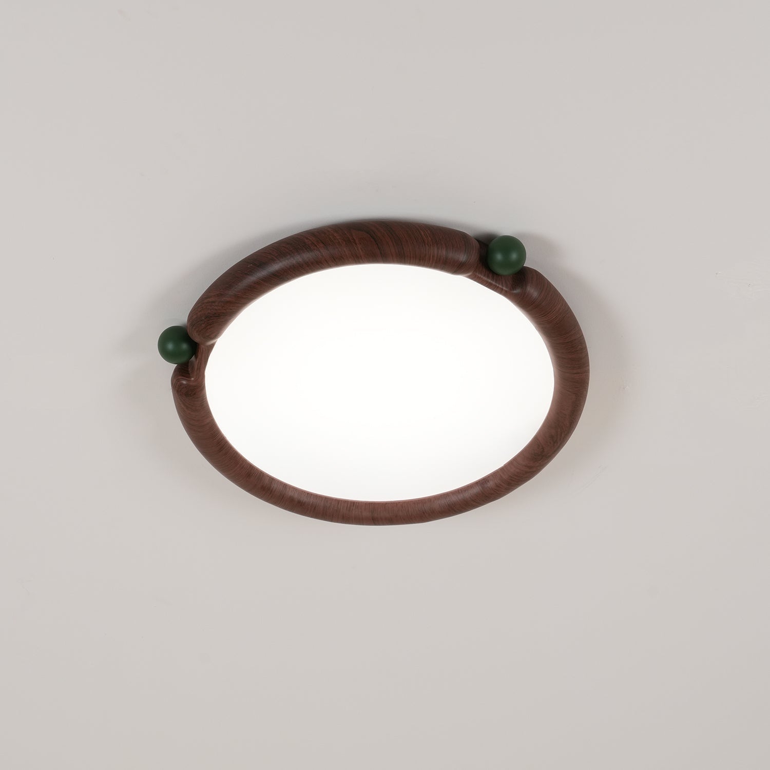 Virelli Lampe de Plafond Panneau Acrylique Rond Bois de Noyer Résine A/B Modèle Naturel