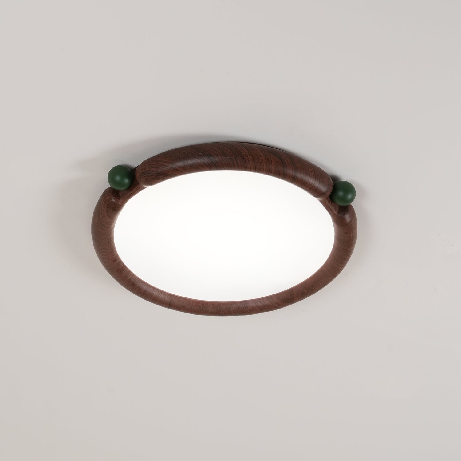 Virelli Lampe de Plafond Panneau Acrylique Rond Bois de Noyer Résine A/B Modèle Naturel