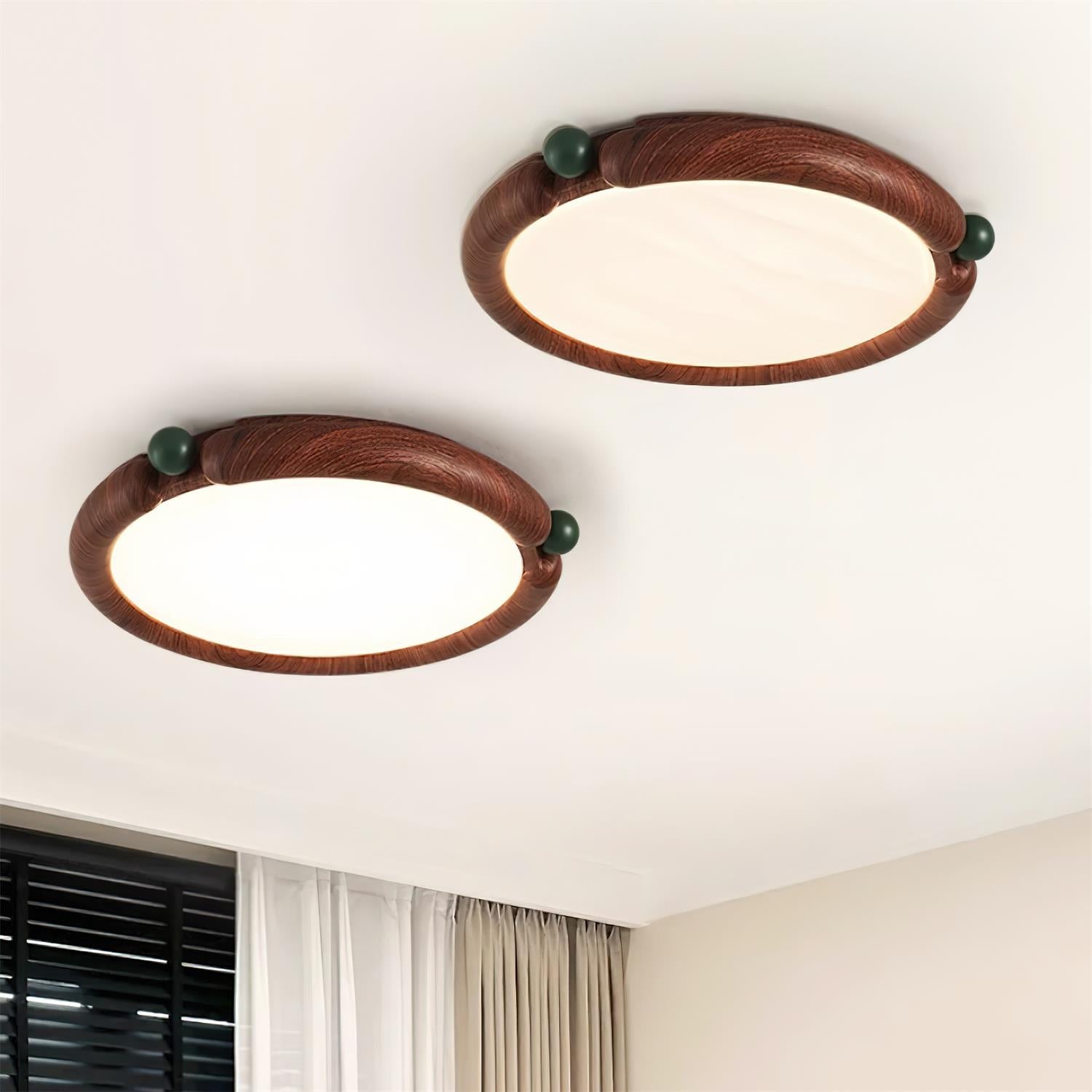 Virelli Lampe de Plafond Panneau Acrylique Rond Bois de Noyer Résine A/B Modèle Naturel
