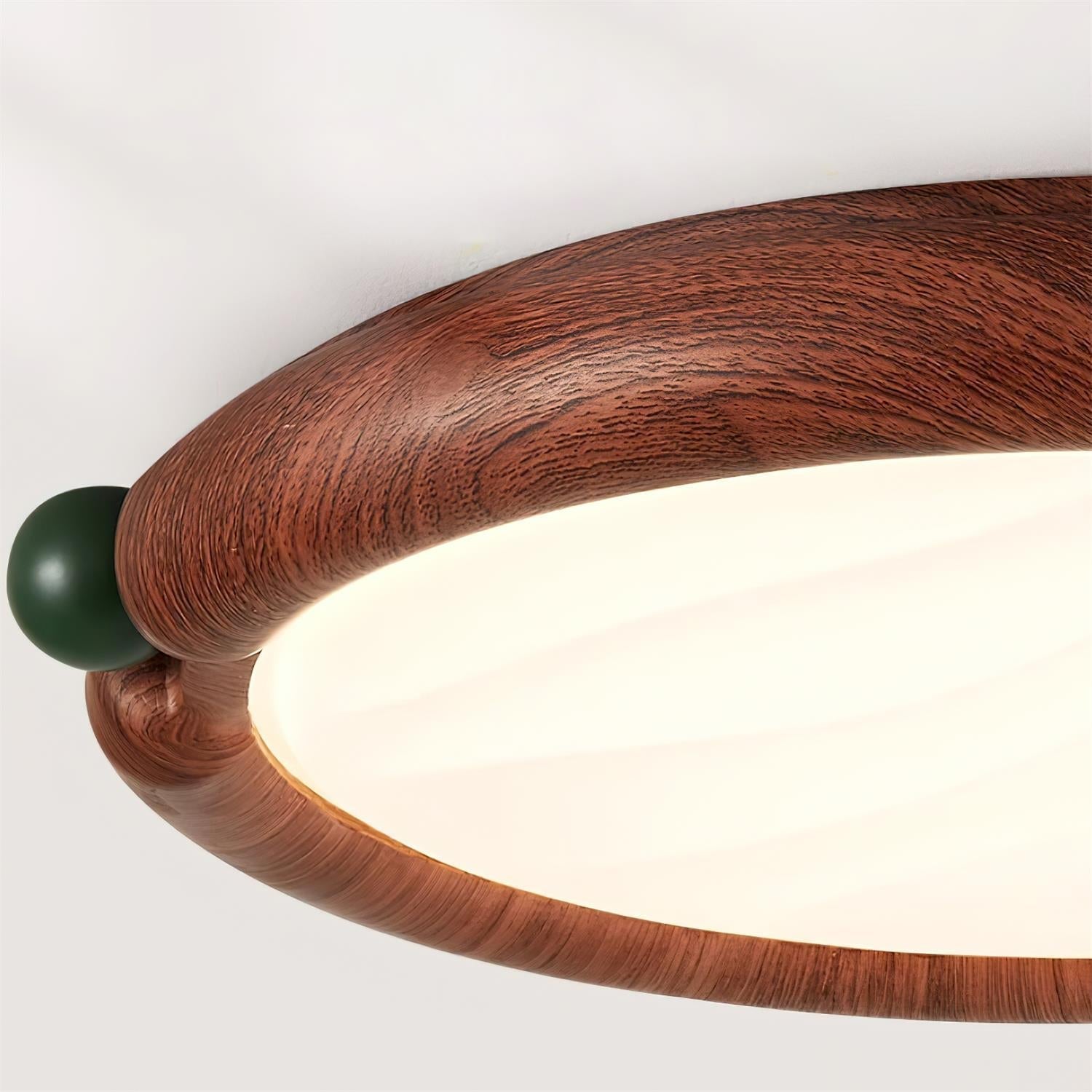 Virelli Lampe de Plafond Panneau Acrylique Rond Bois de Noyer Résine A/B Modèle Naturel
