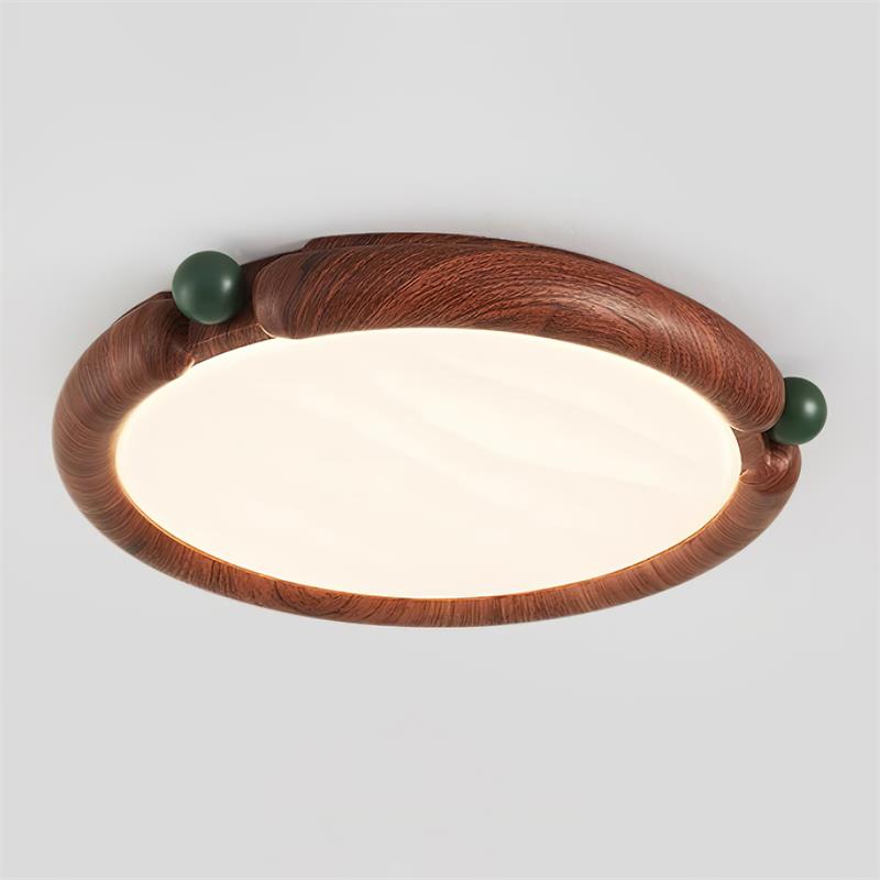 Virelli Lampe de Plafond Panneau Acrylique Rond Bois de Noyer Résine A/B Modèle Naturel