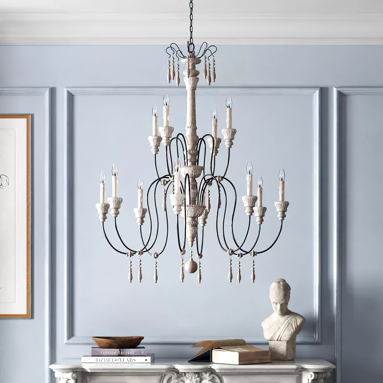 Epoch Lustre Bois Métal Luxe Postmoderne