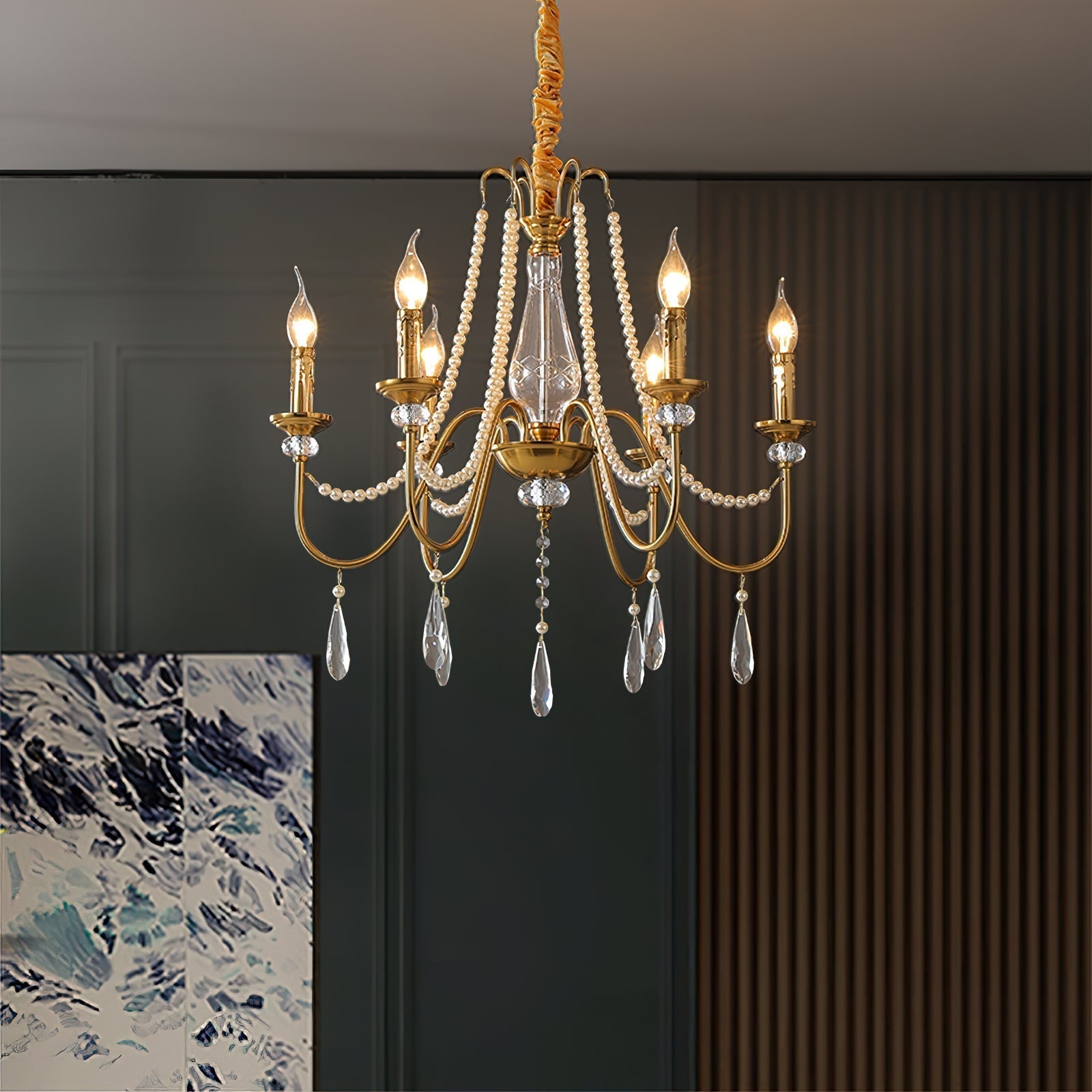 Mote Lustre Laiton Cristal Luxe Postmoderne