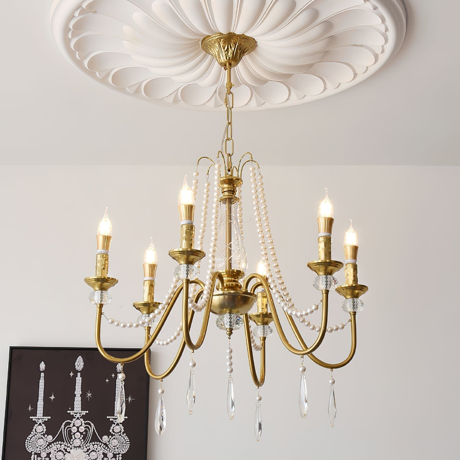 Mote Lustre Laiton Cristal Luxe Postmoderne