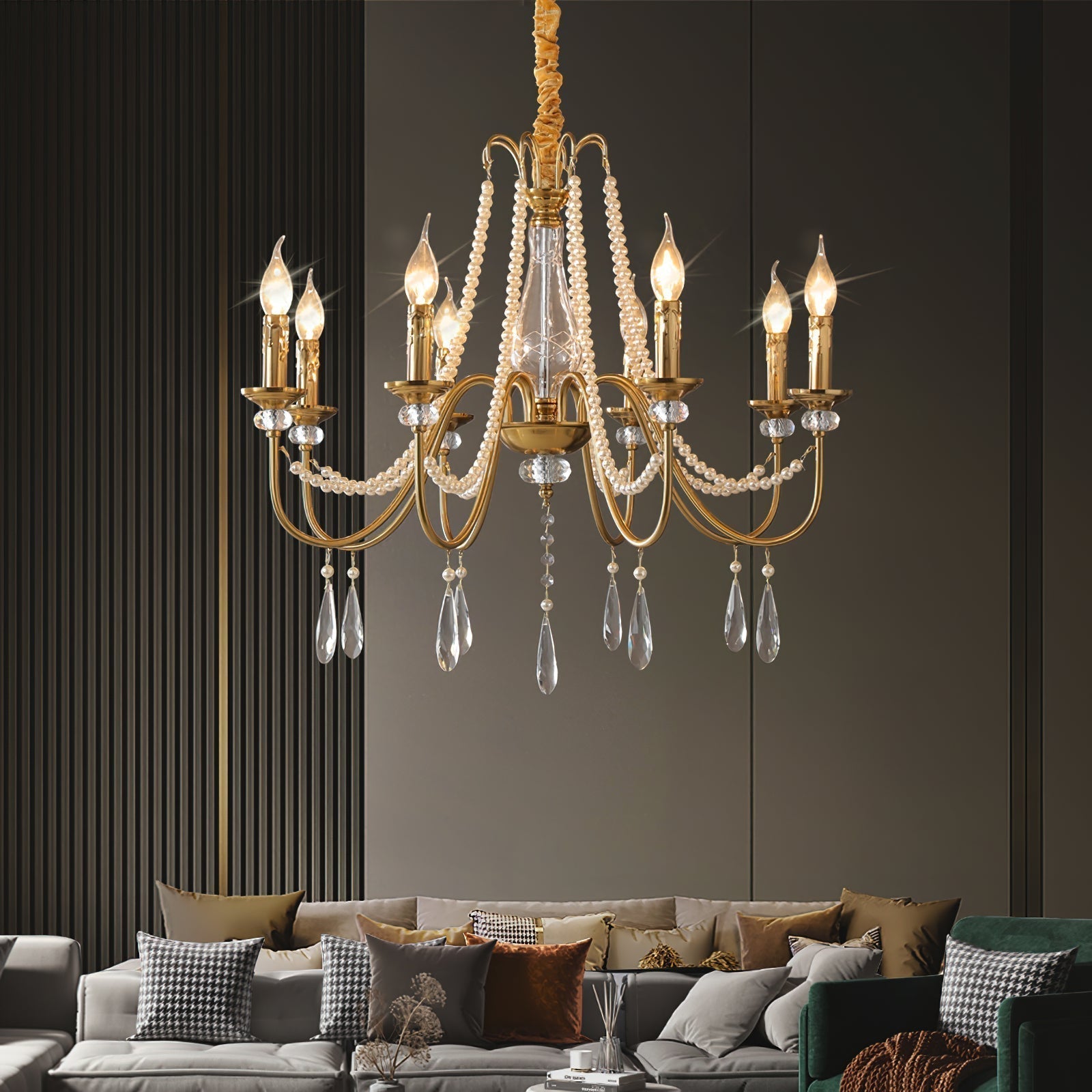 Mote Lustre Laiton Cristal Luxe Postmoderne