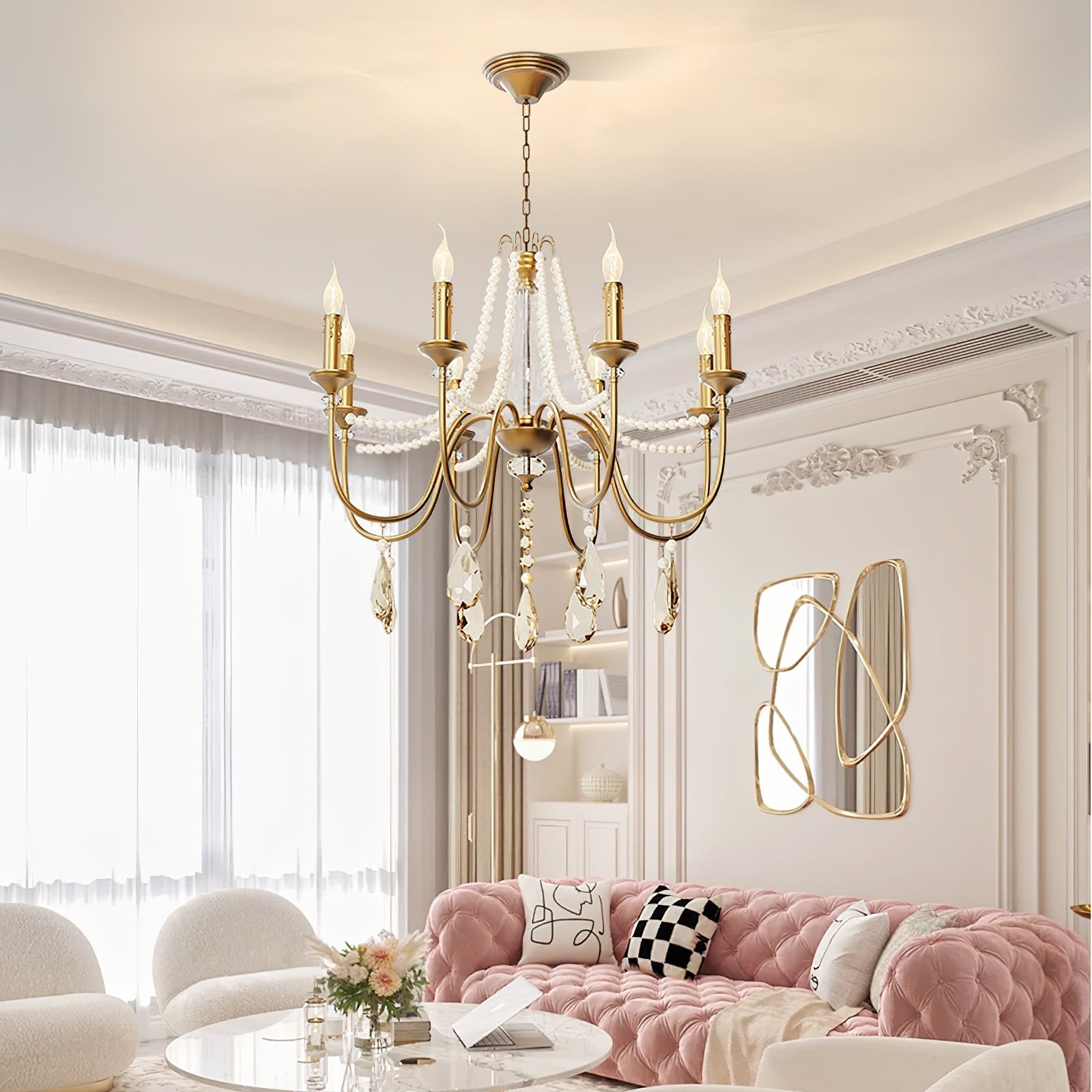 Mote Lustre Laiton Cristal Luxe Postmoderne