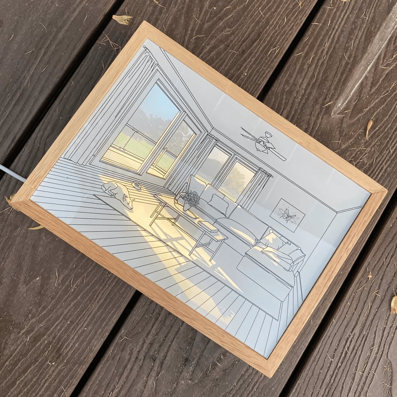 Magdalene Lampe Murale en Bois Art Mural Chien au Soleil