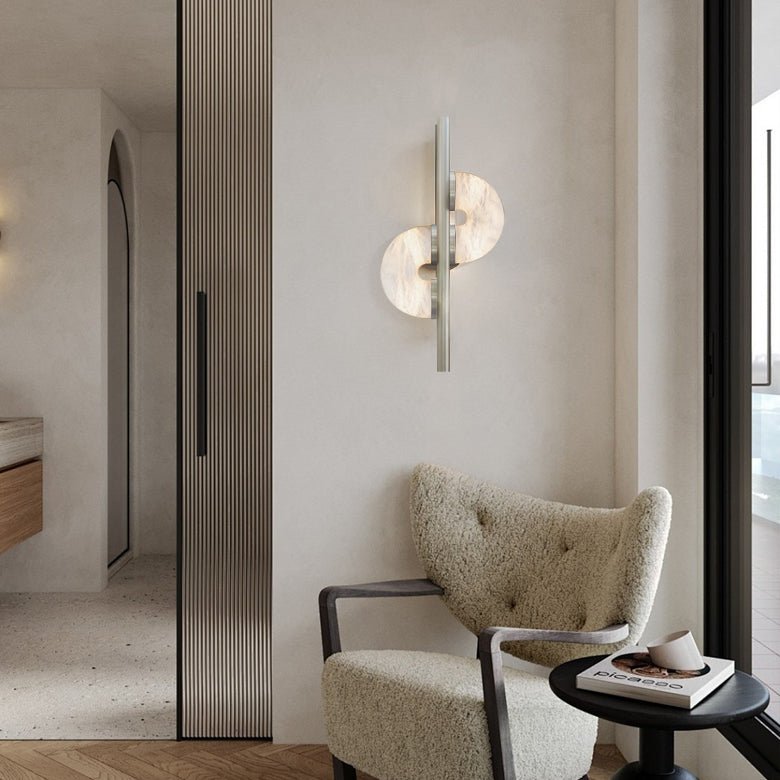 Liraven Double Disque Albâtre Luminaire Mural