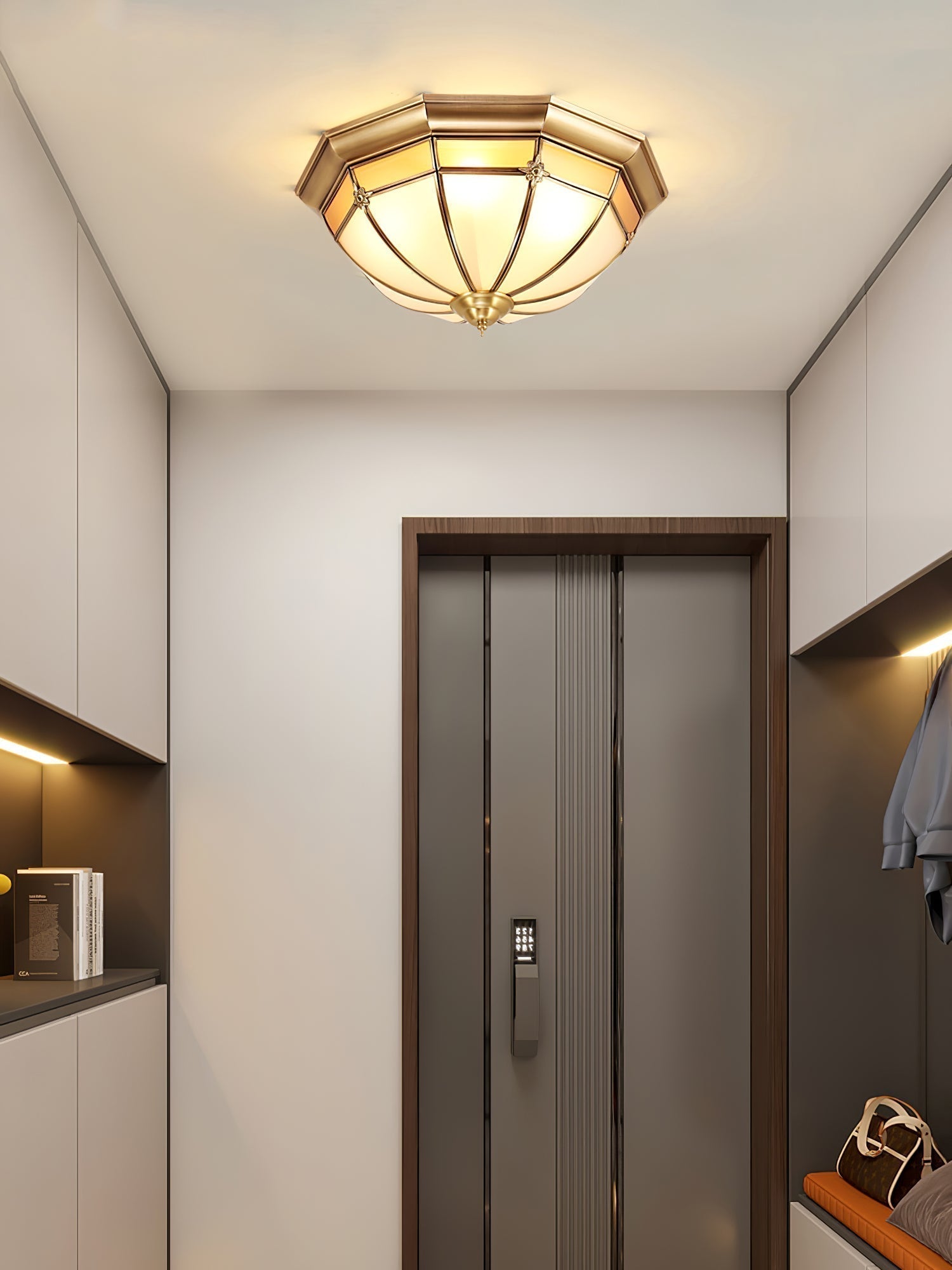 Vovynan Élégance Dôme Laiton Verre Applique Plafond
