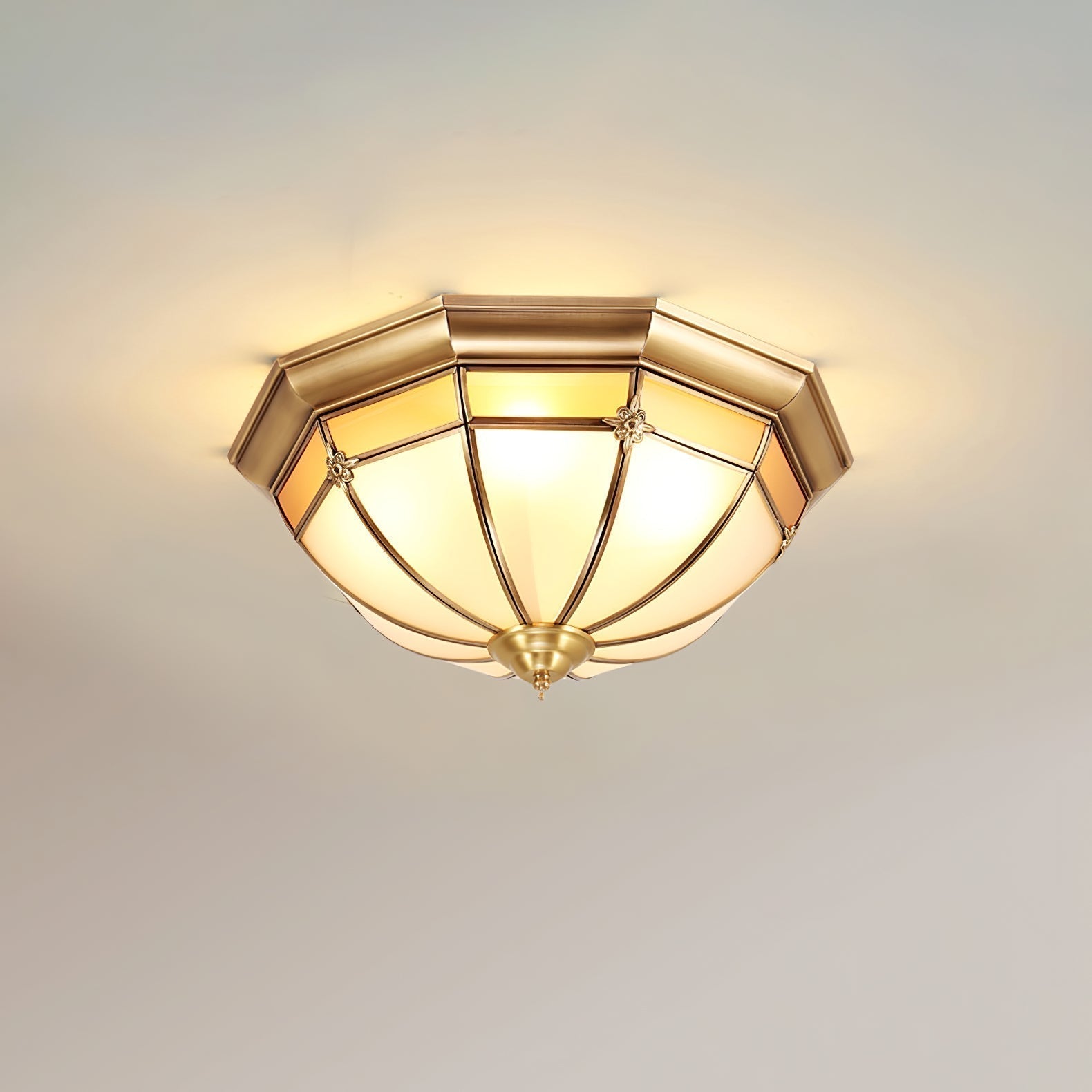 Vovynan Élégance Dôme Laiton Verre Applique Plafond