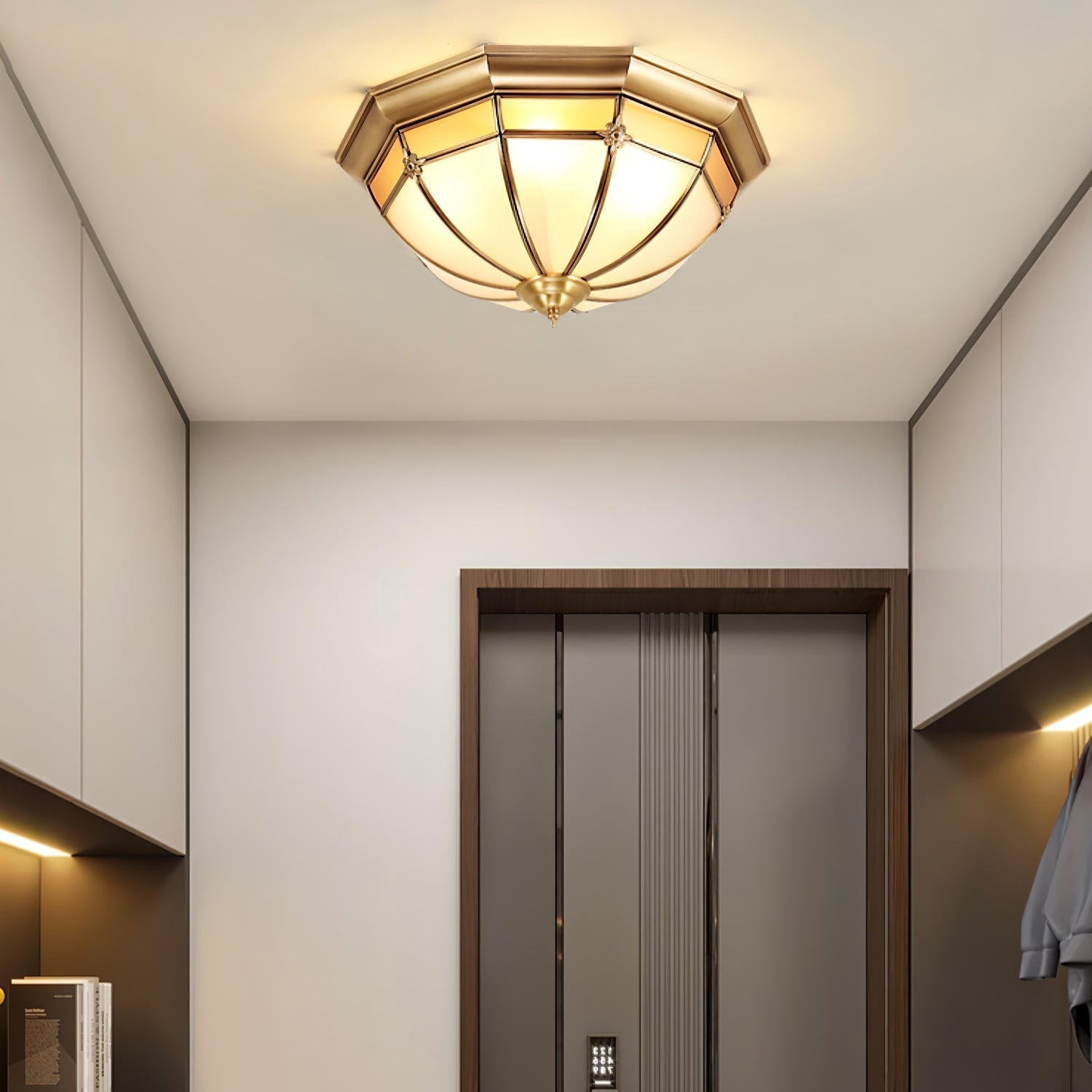 Vovynan Élégance Dôme Laiton Verre Applique Plafond