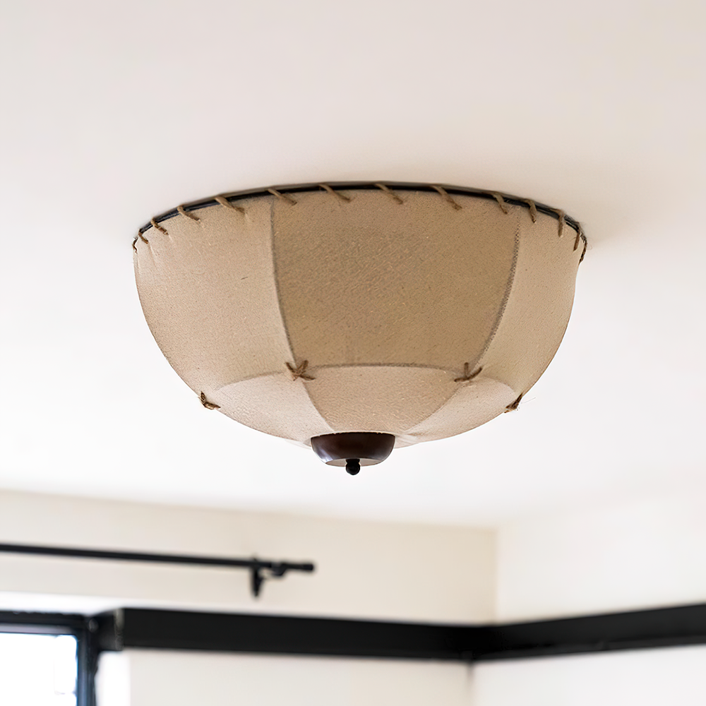 Lumis Plafonnier Rustique en Bois et Tissu