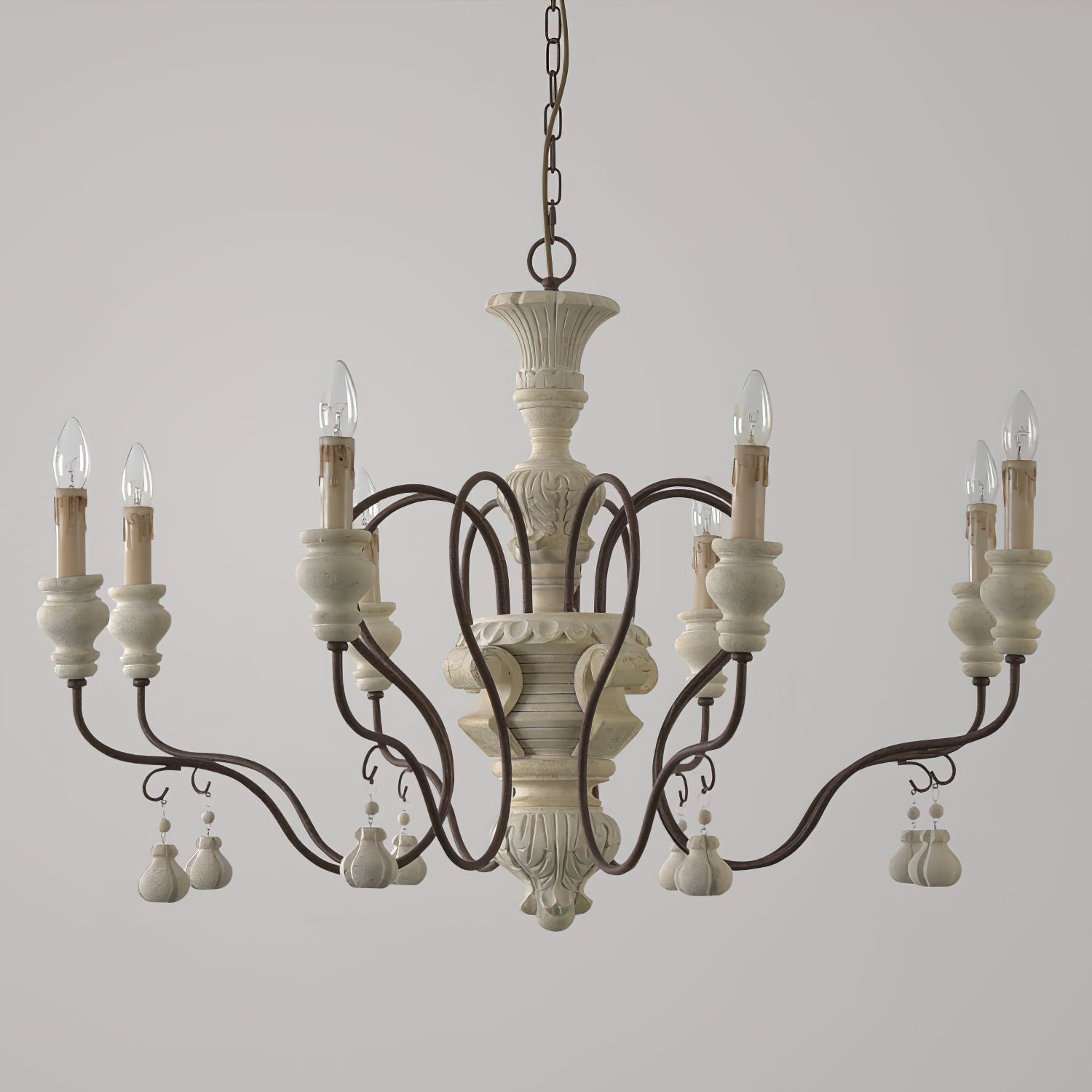 Quartz Lustre Bois Métal Luxe Campagne Salon