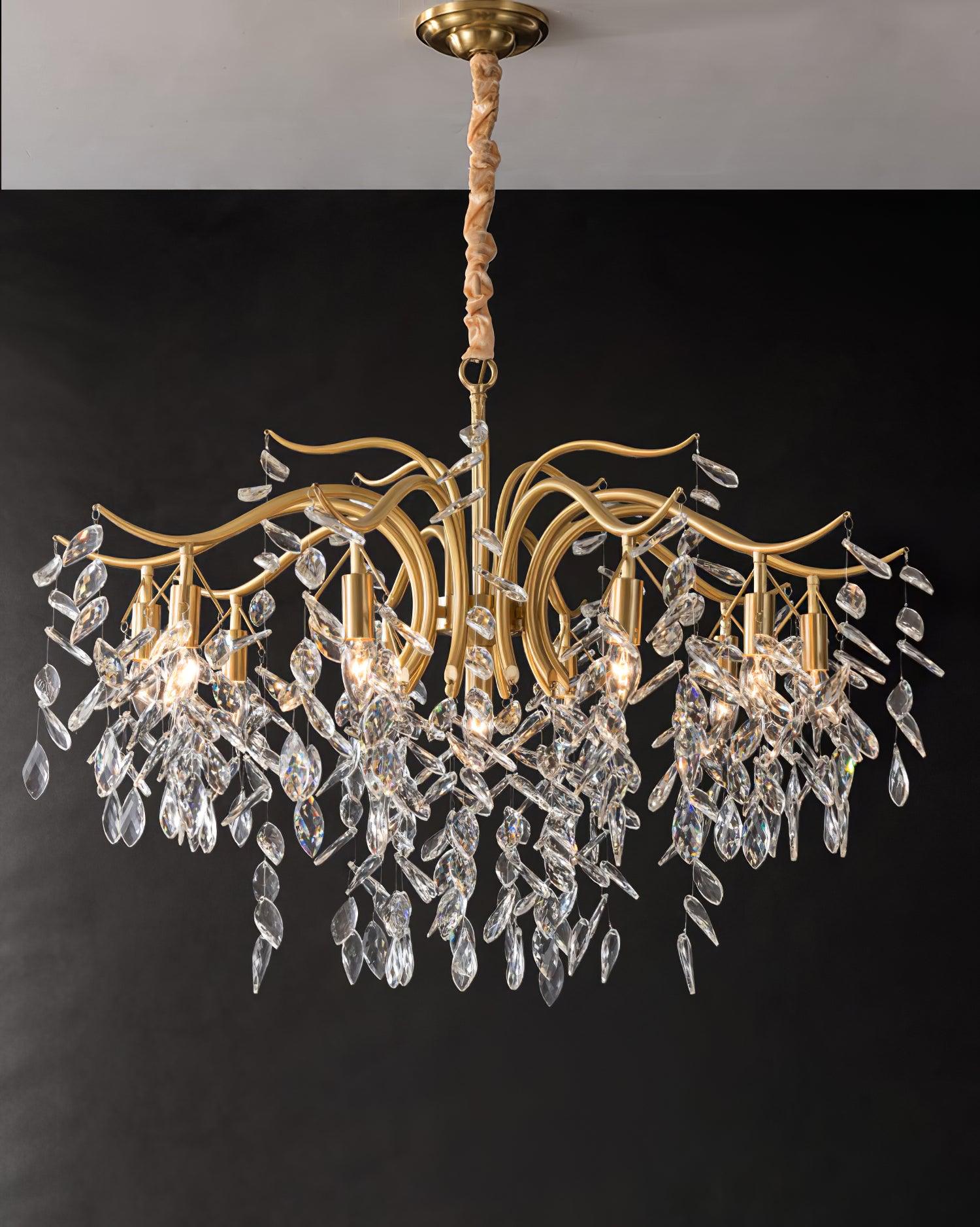 Lustra Lustre Fer Cristal Feuille