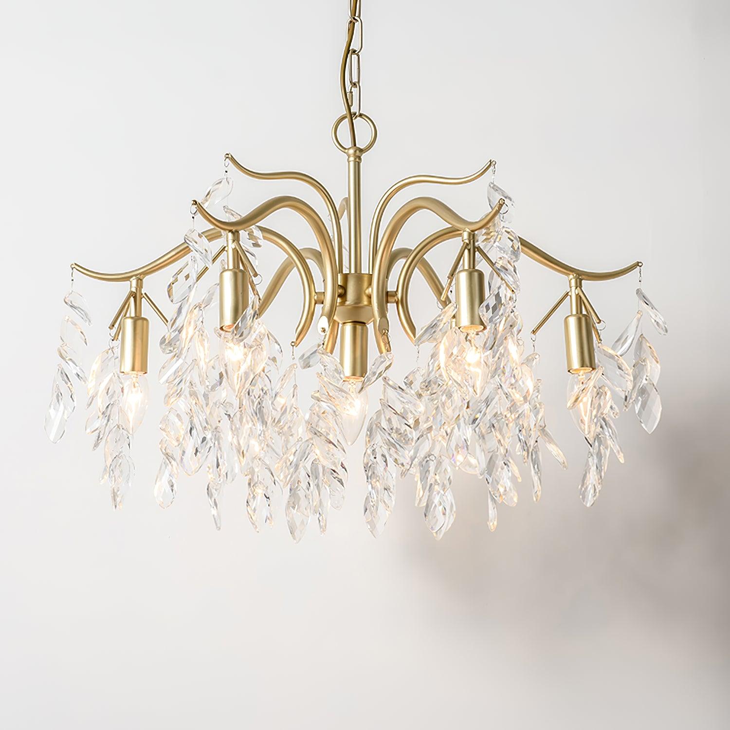 Lustra Lustre Fer Cristal Feuille