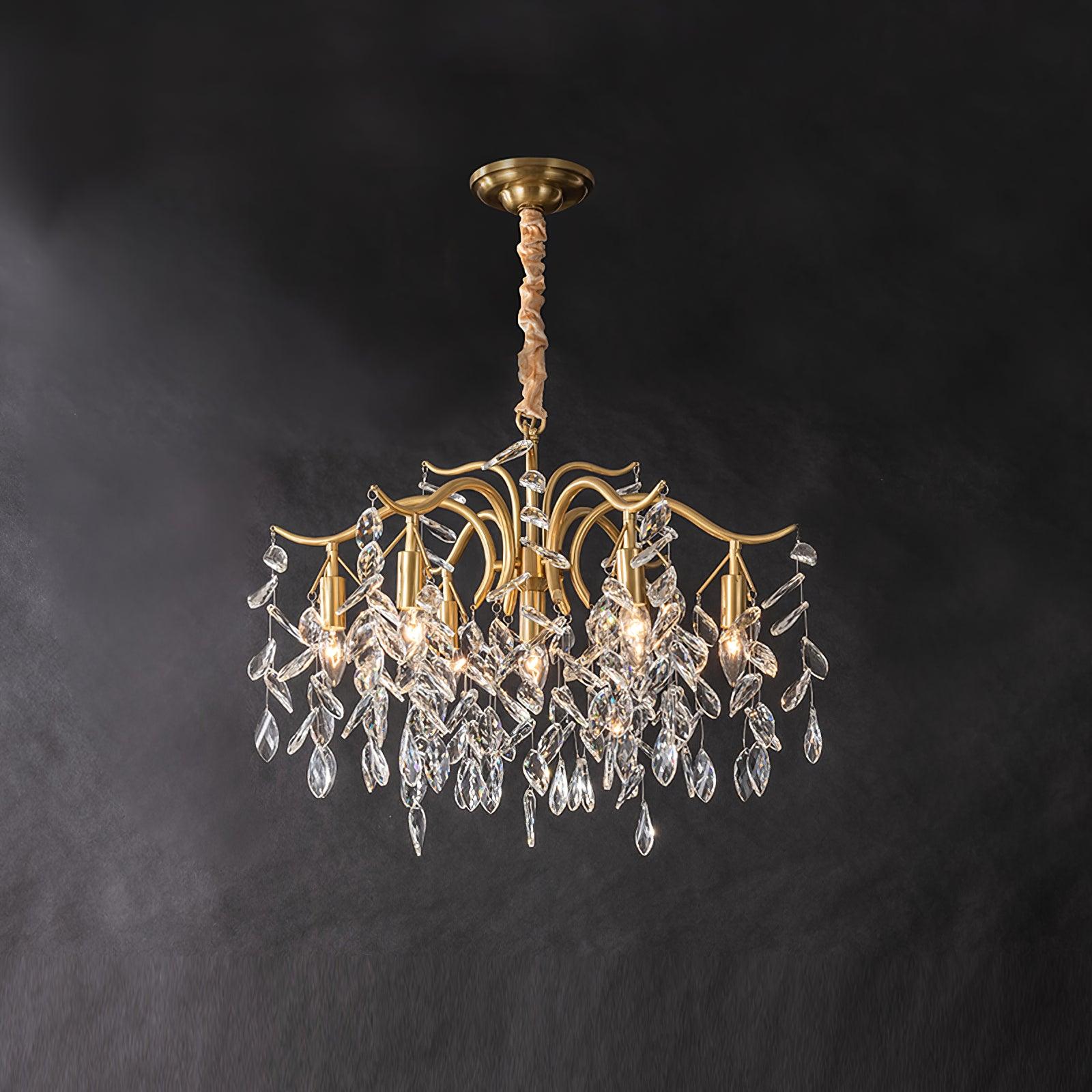 Lustra Lustre Fer Cristal Feuille