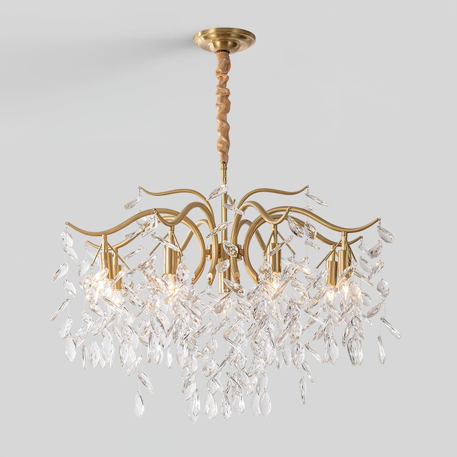 Lustra Lustre Fer Cristal Feuille