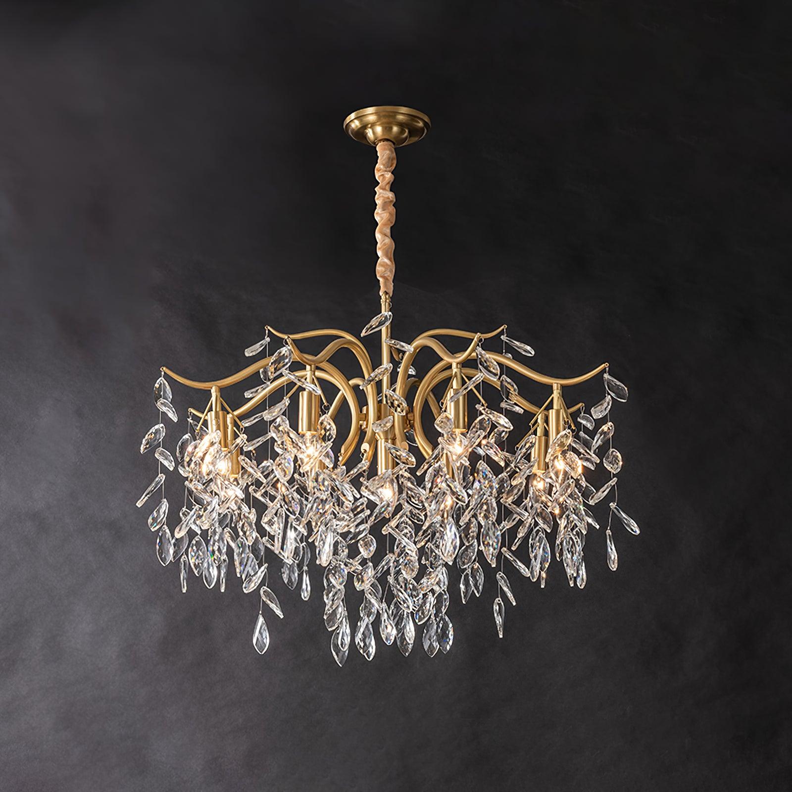 Lustra Lustre Fer Cristal Feuille