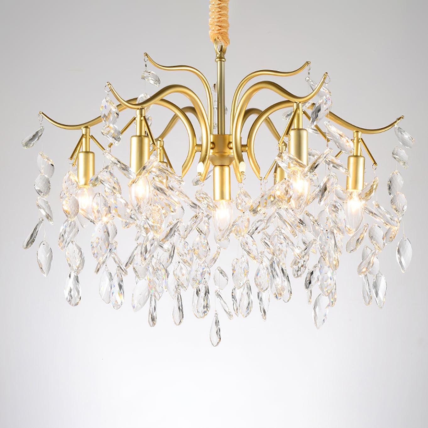 Lustra Lustre Fer Cristal Feuille
