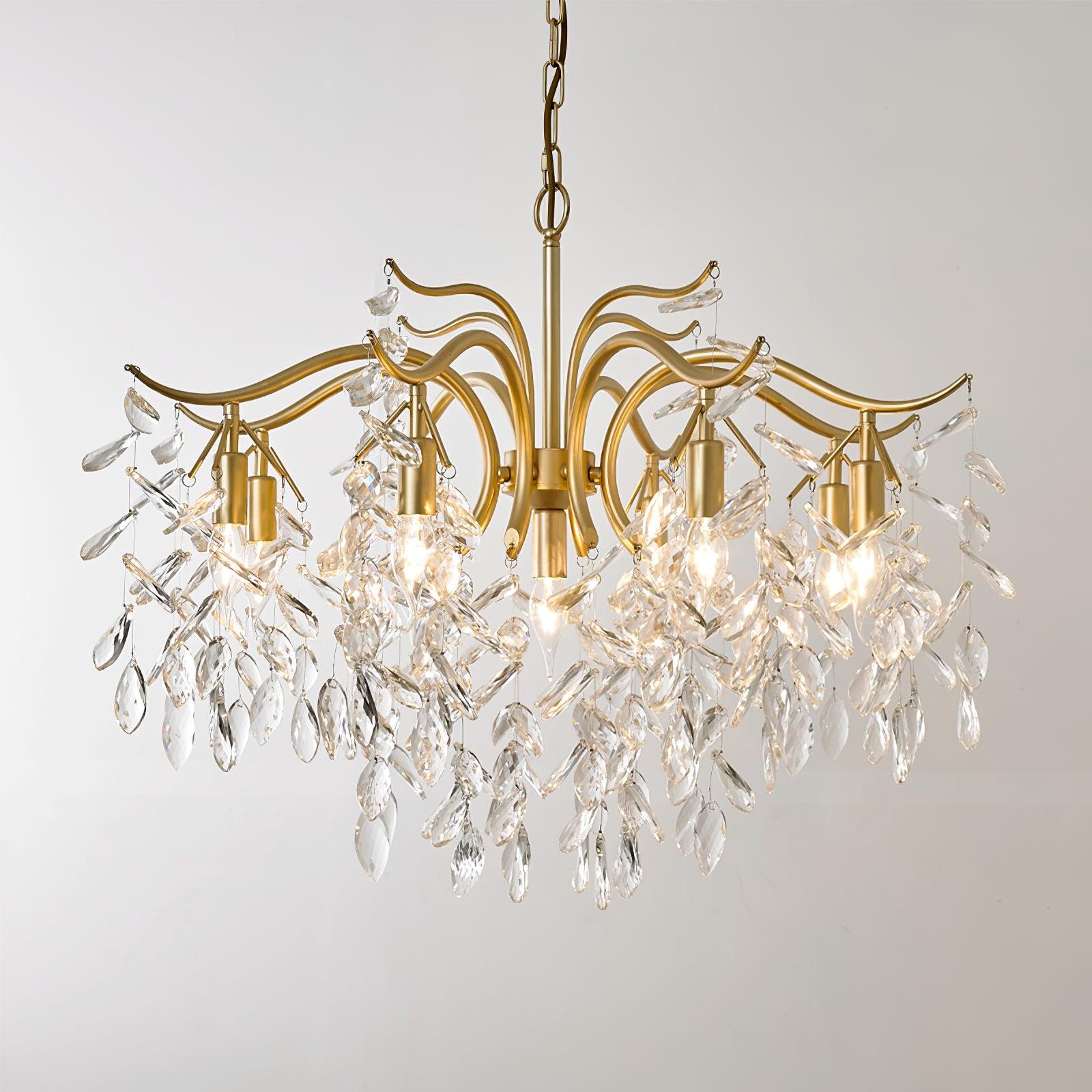 Lustra Lustre Fer Cristal Feuille