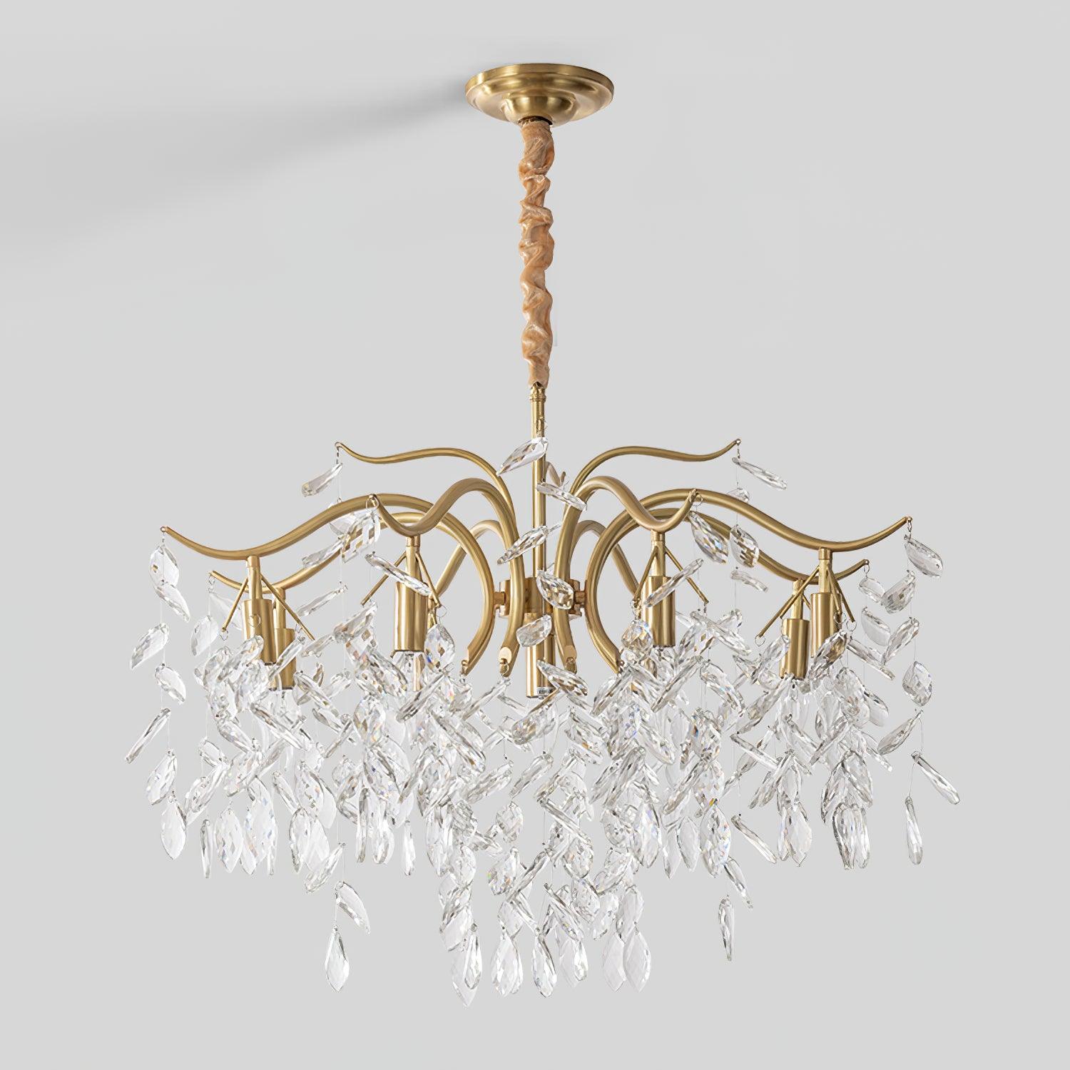 Lustra Lustre Fer Cristal Feuille