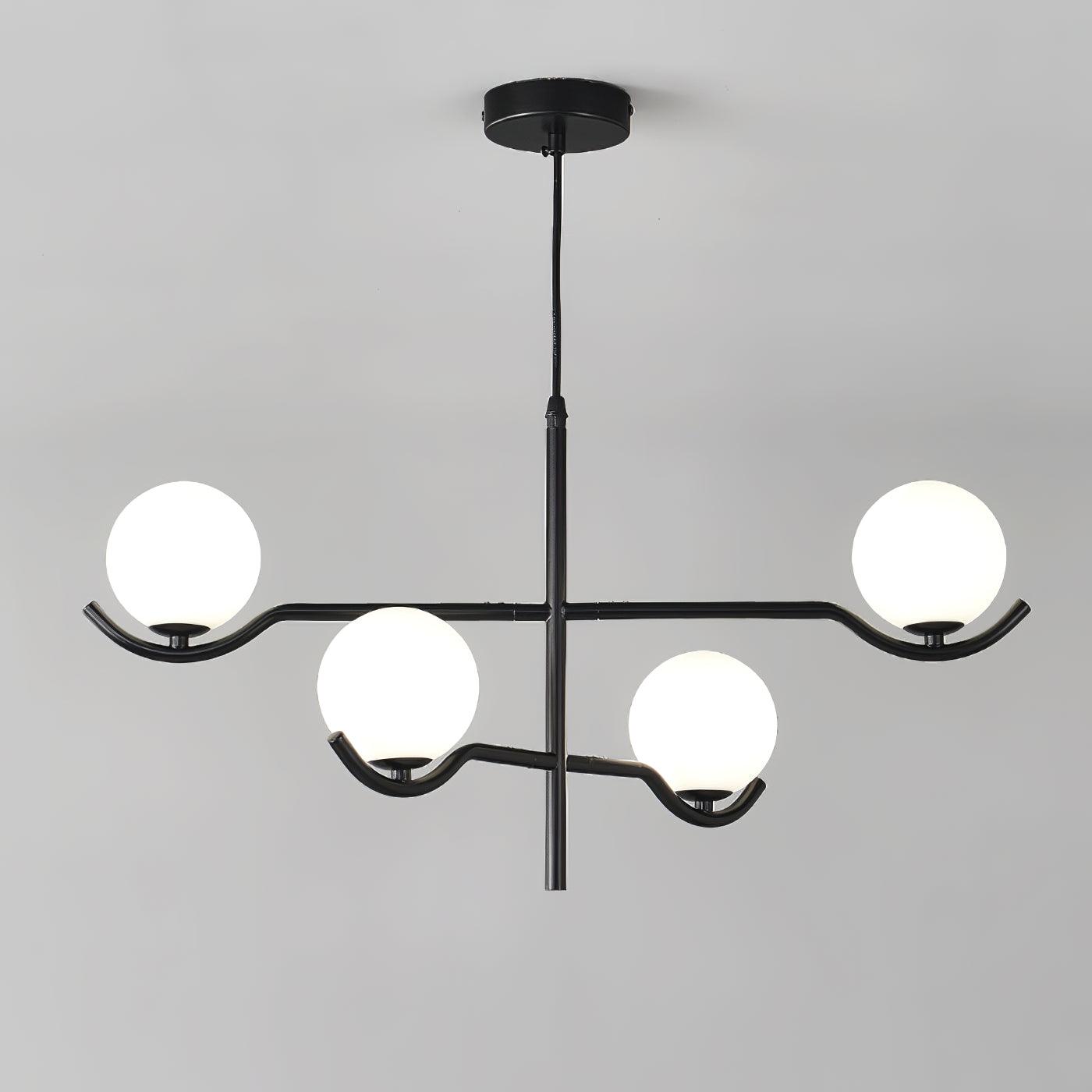 Lustra Suspension en Verre Noir avec Cadre