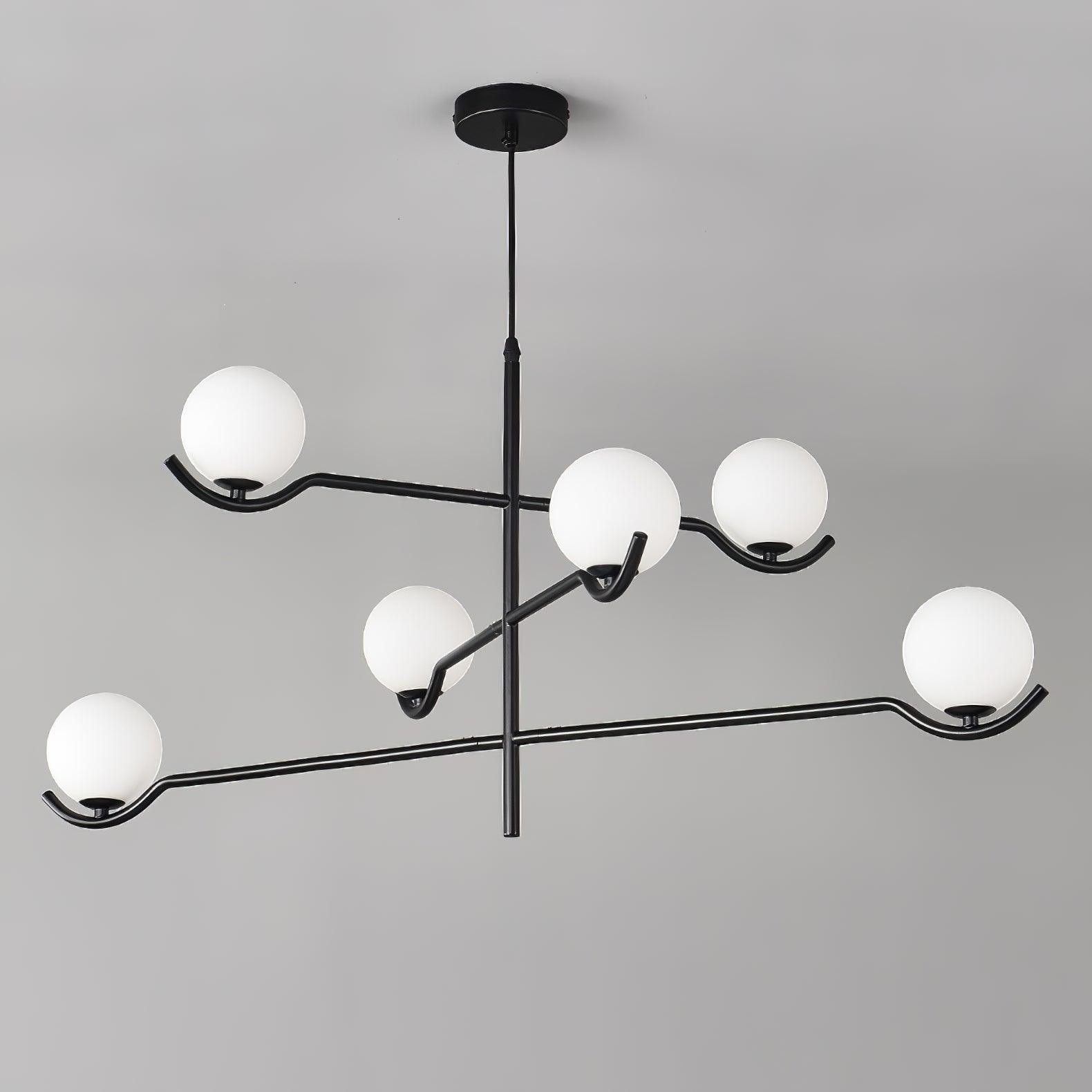Lustra Suspension en Verre Noir avec Cadre