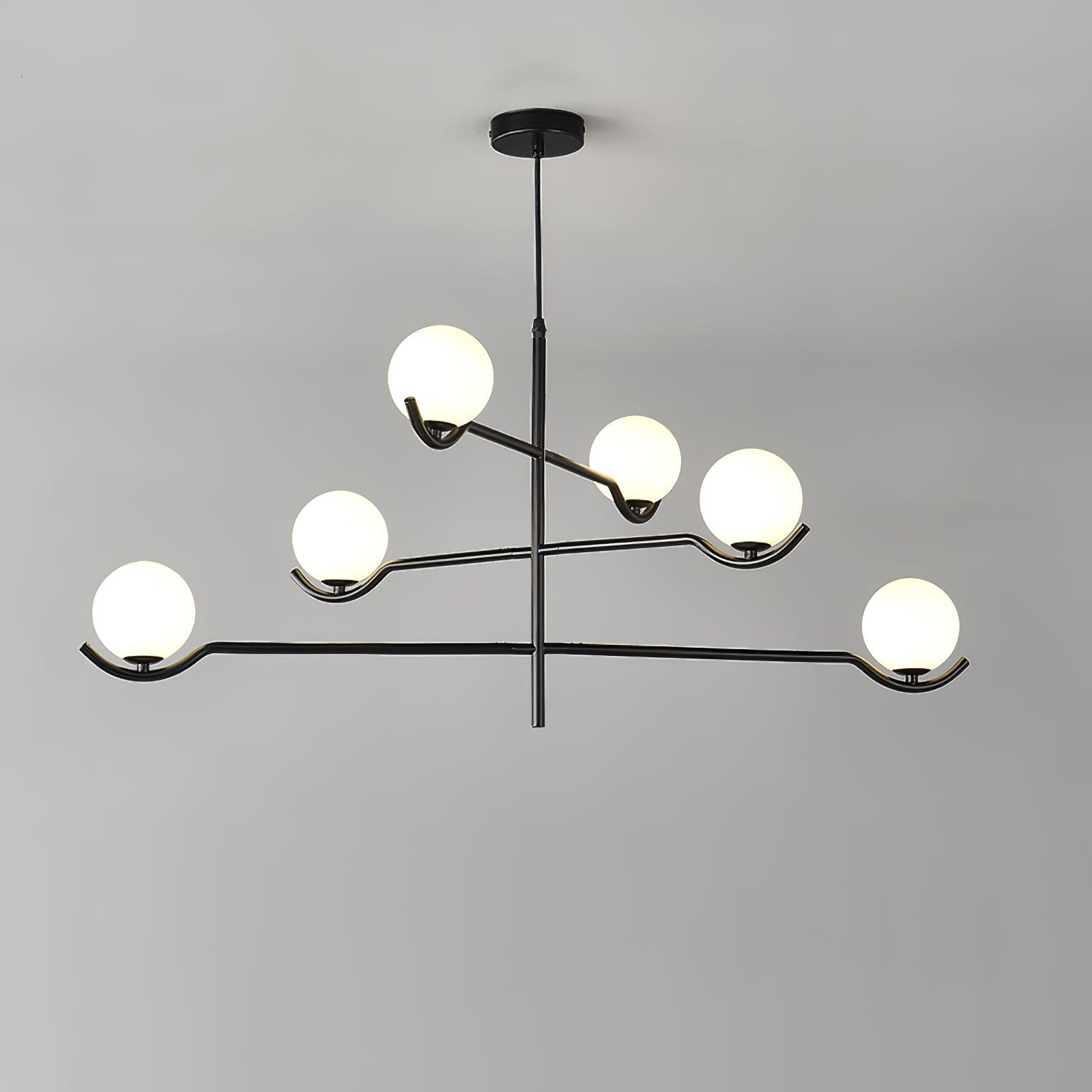 Lustra Suspension en Verre Noir avec Cadre