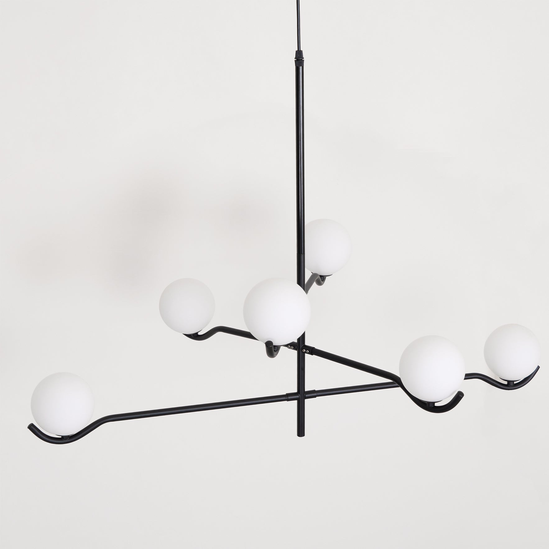 Lustra Suspension en Verre Noir avec Cadre