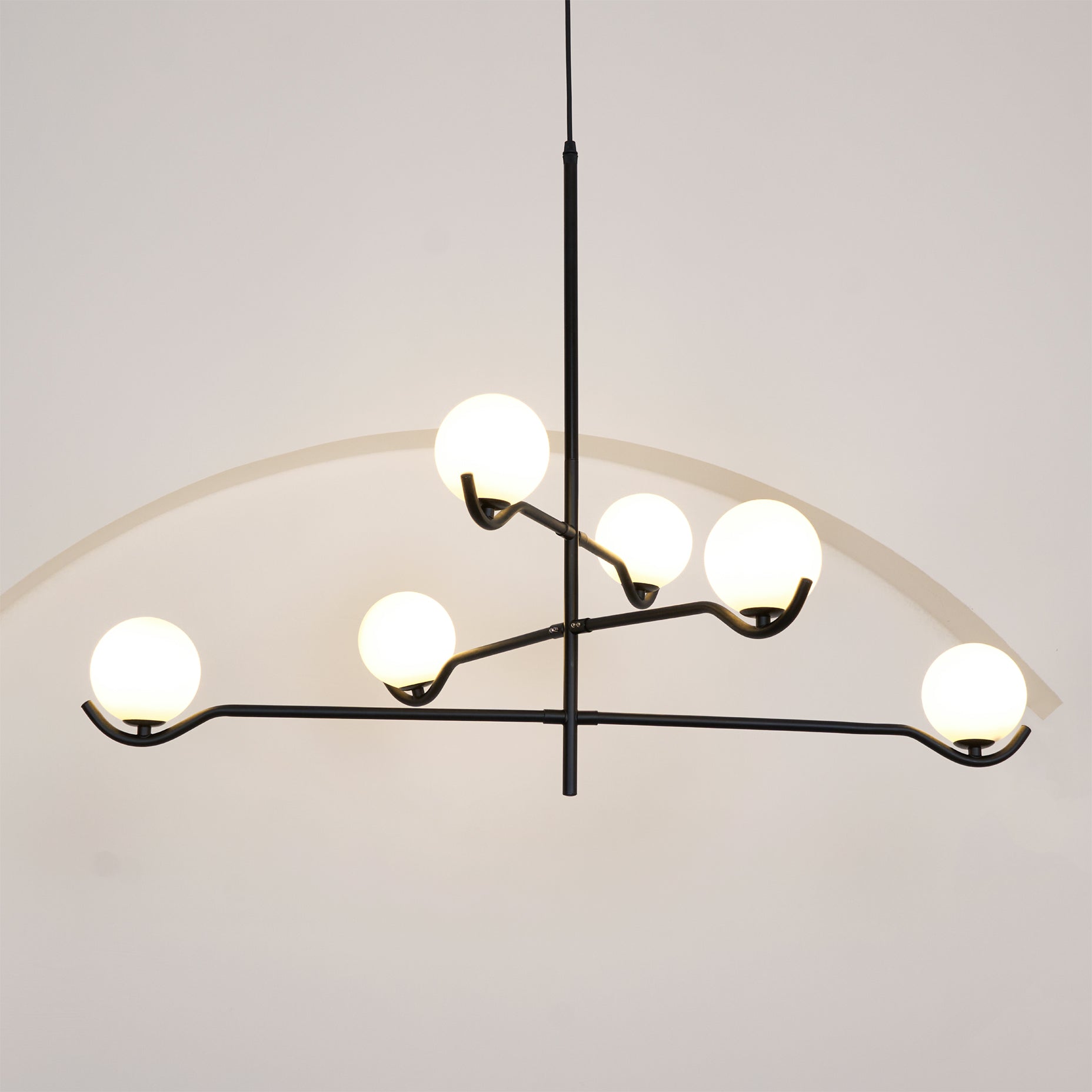 Lustra Suspension en Verre Noir avec Cadre