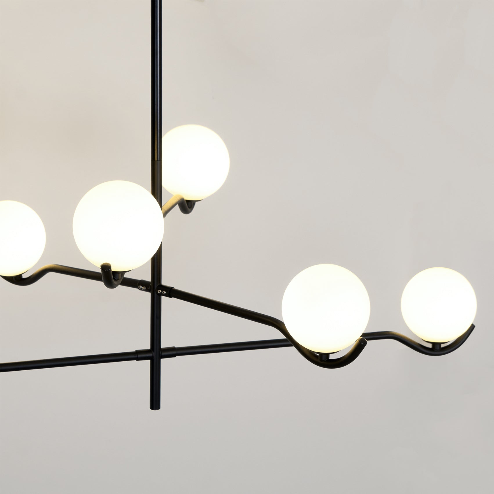 Lustra Suspension en Verre Noir avec Cadre
