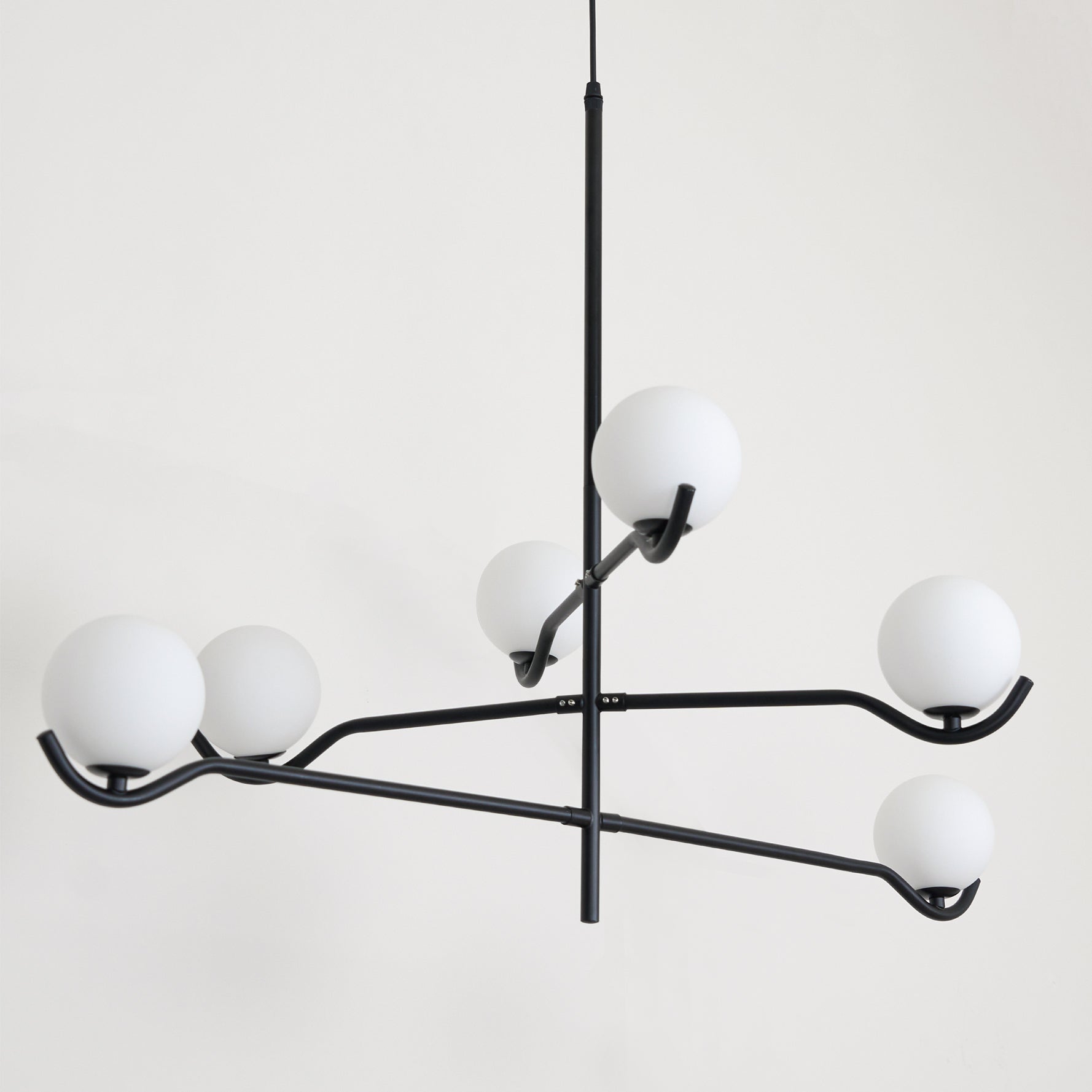 Lustra Suspension en Verre Noir avec Cadre