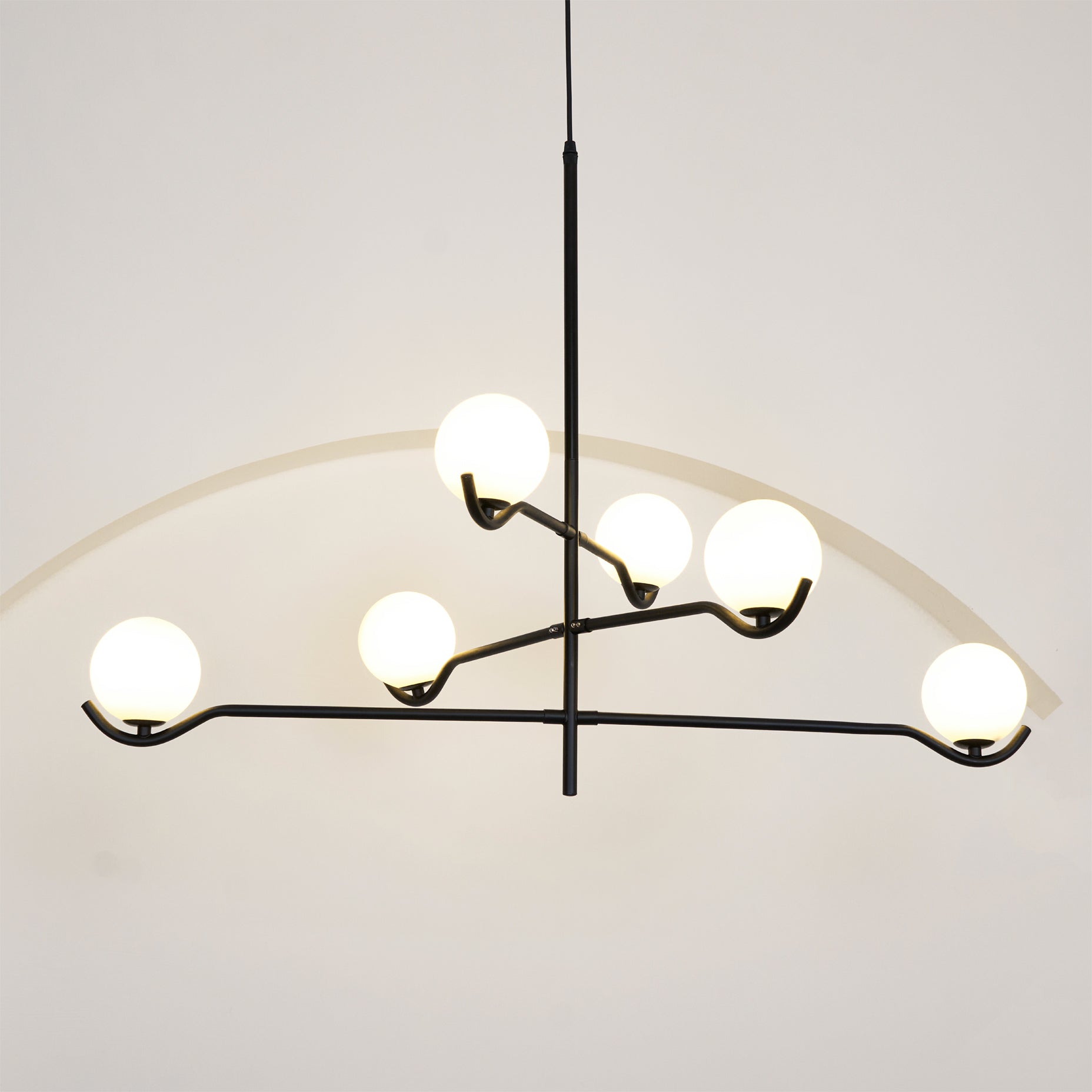 Lustra Suspension en Verre Noir avec Cadre