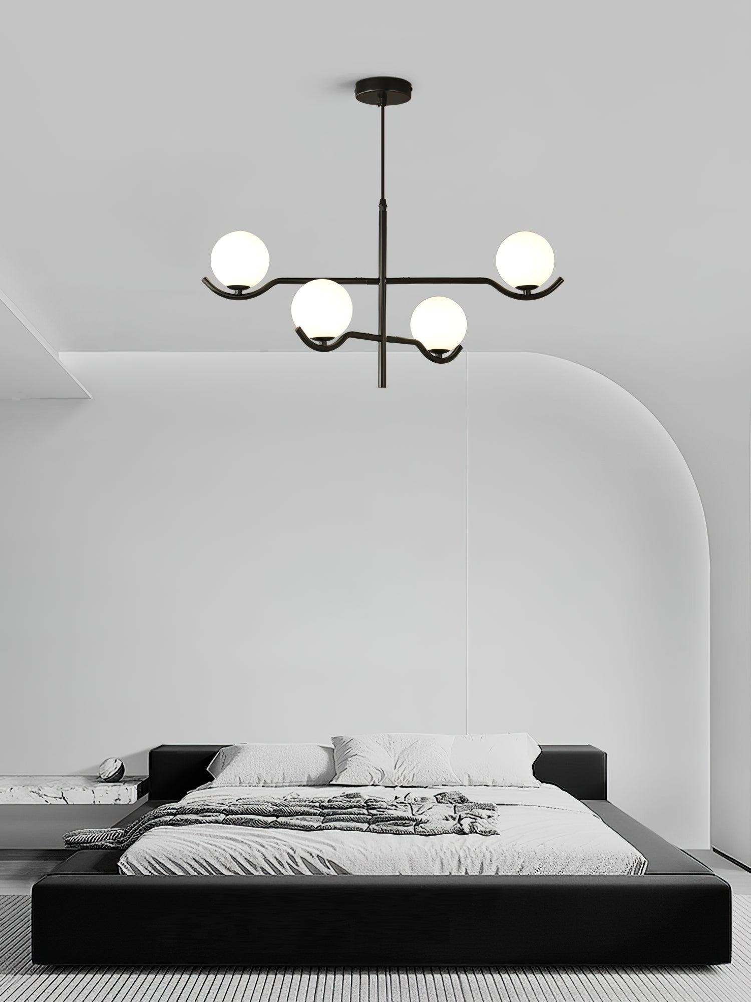 Lustra Suspension en Verre Noir avec Cadre