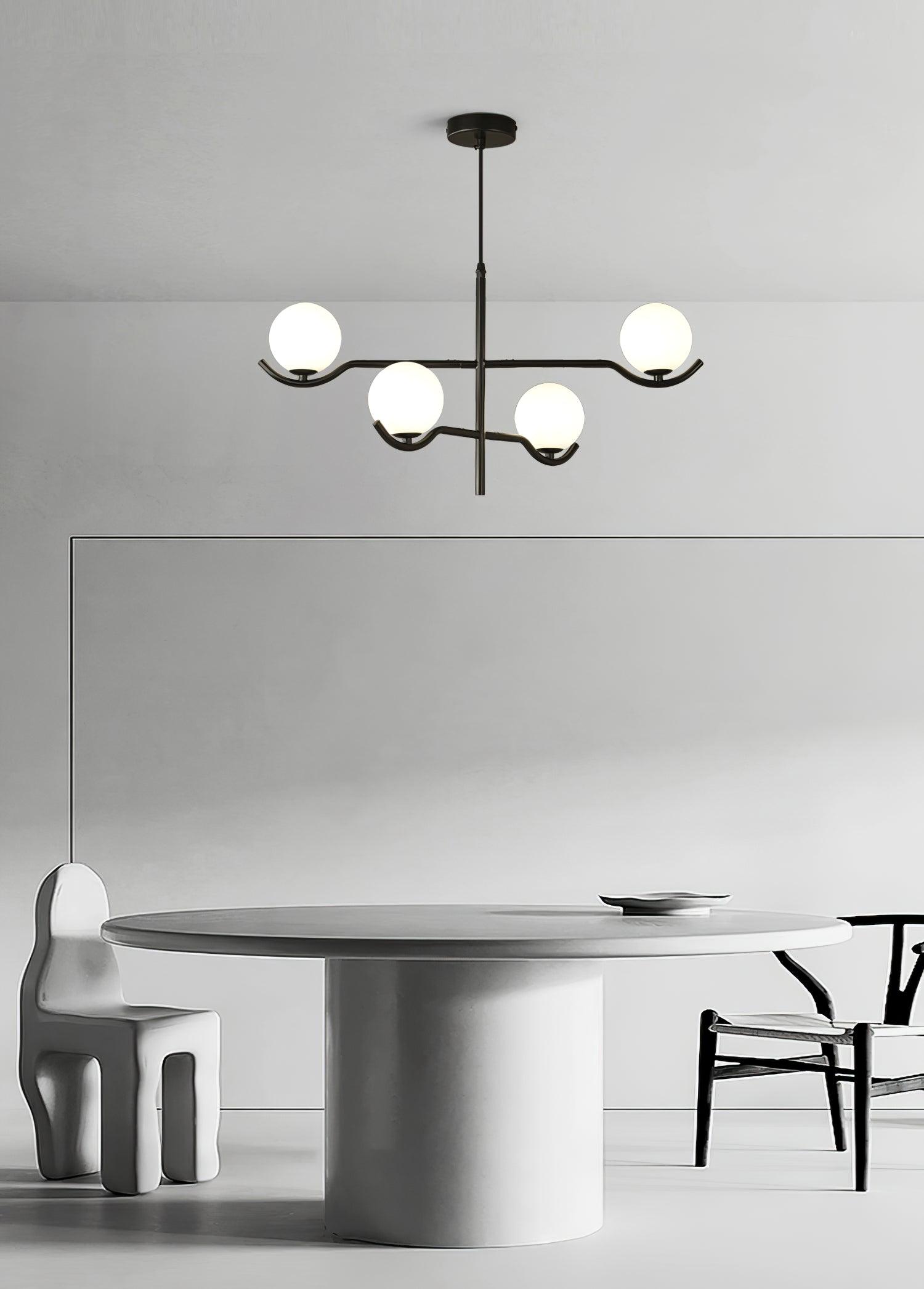 Lustra Suspension en Verre Noir avec Cadre