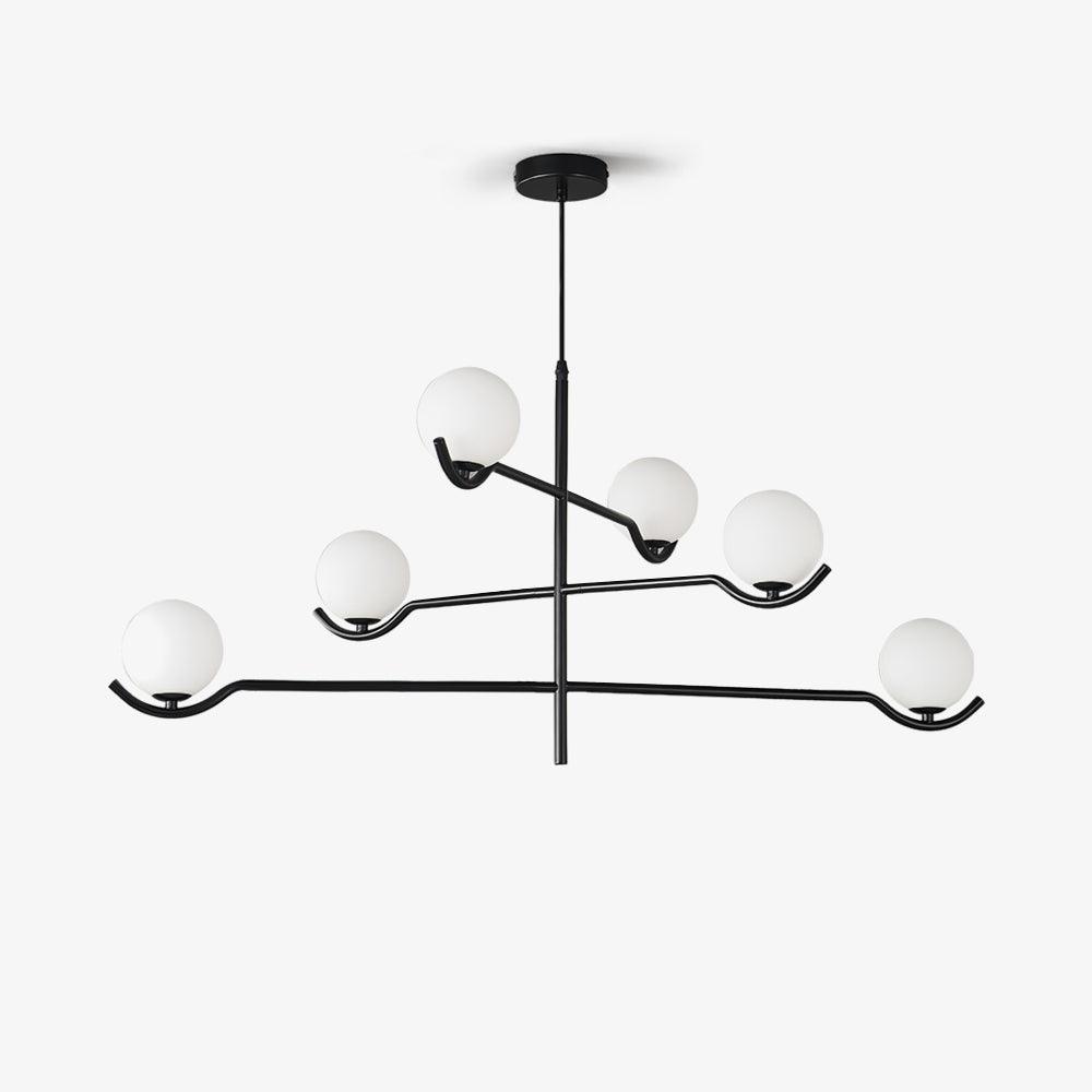 Lustra Suspension en Verre Noir avec Cadre