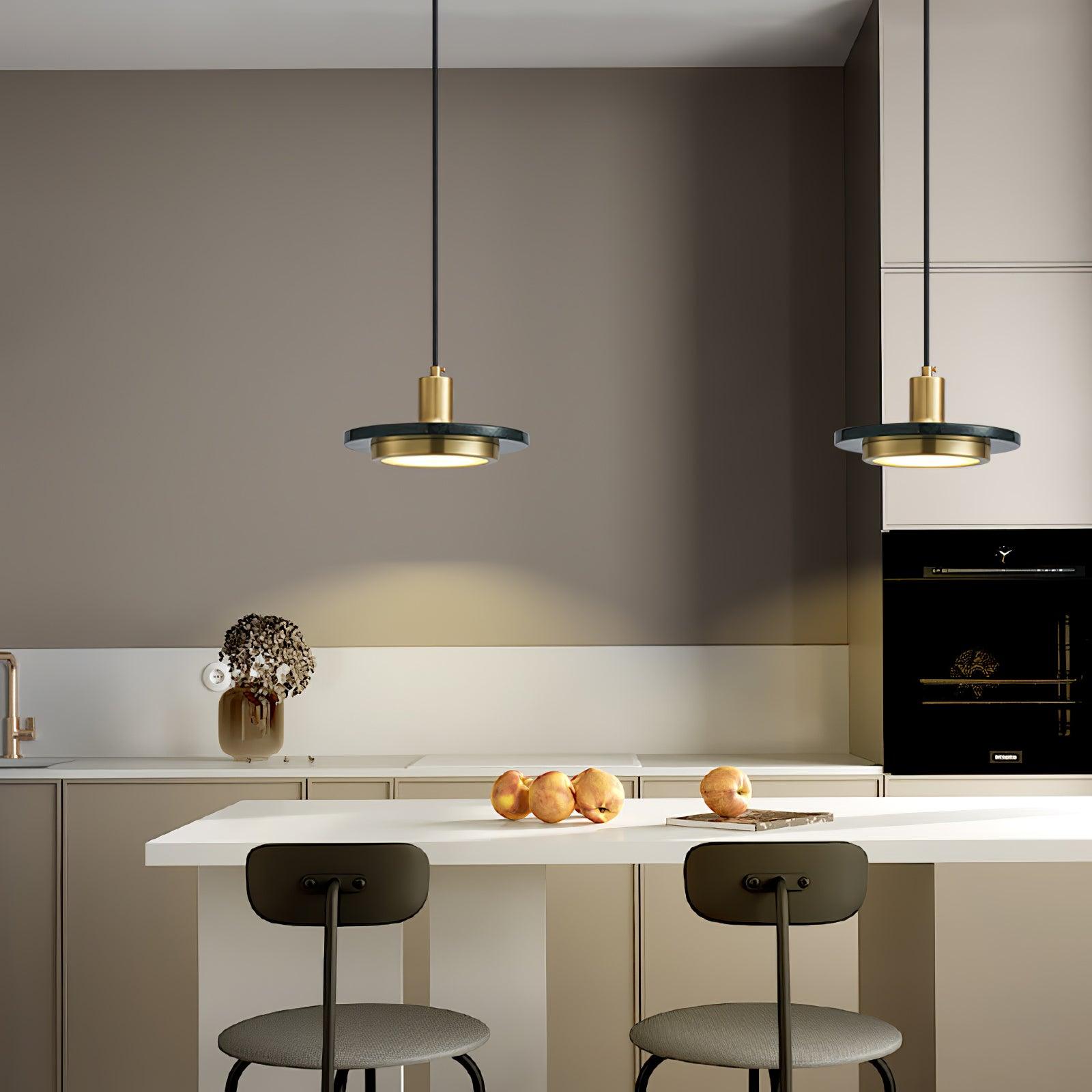 Solara Suspension en Marbre Double Cercle Moderne