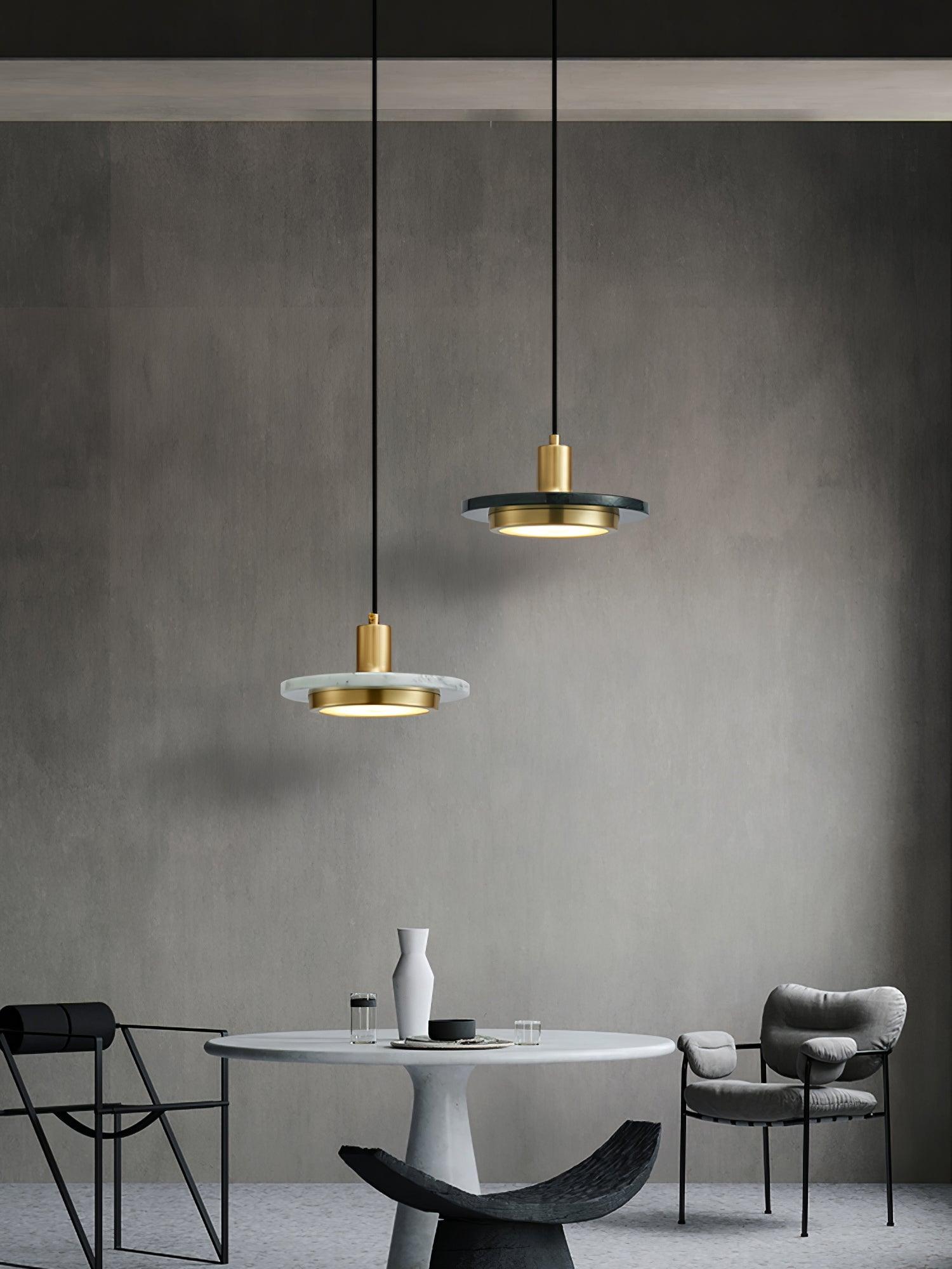Solara Suspension en Marbre Double Cercle Moderne
