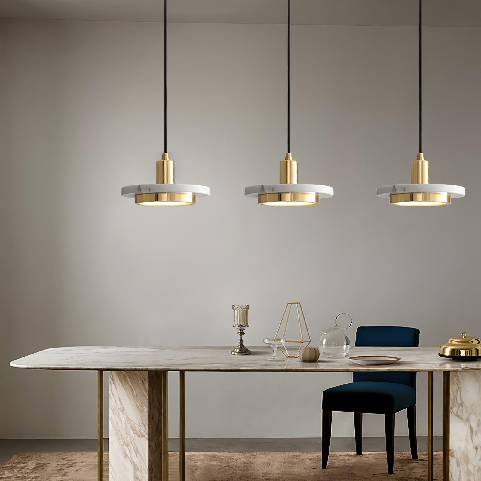 Solara Suspension en Marbre Double Cercle Moderne
