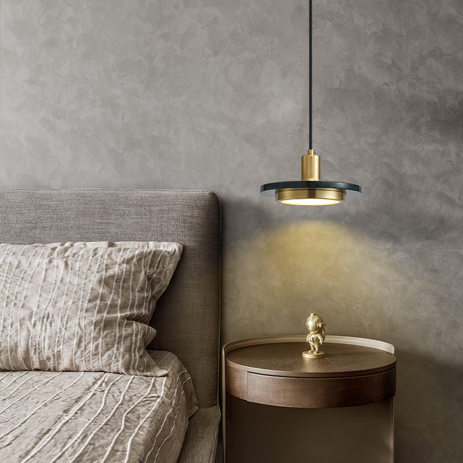 Solara Suspension en Marbre Double Cercle Moderne