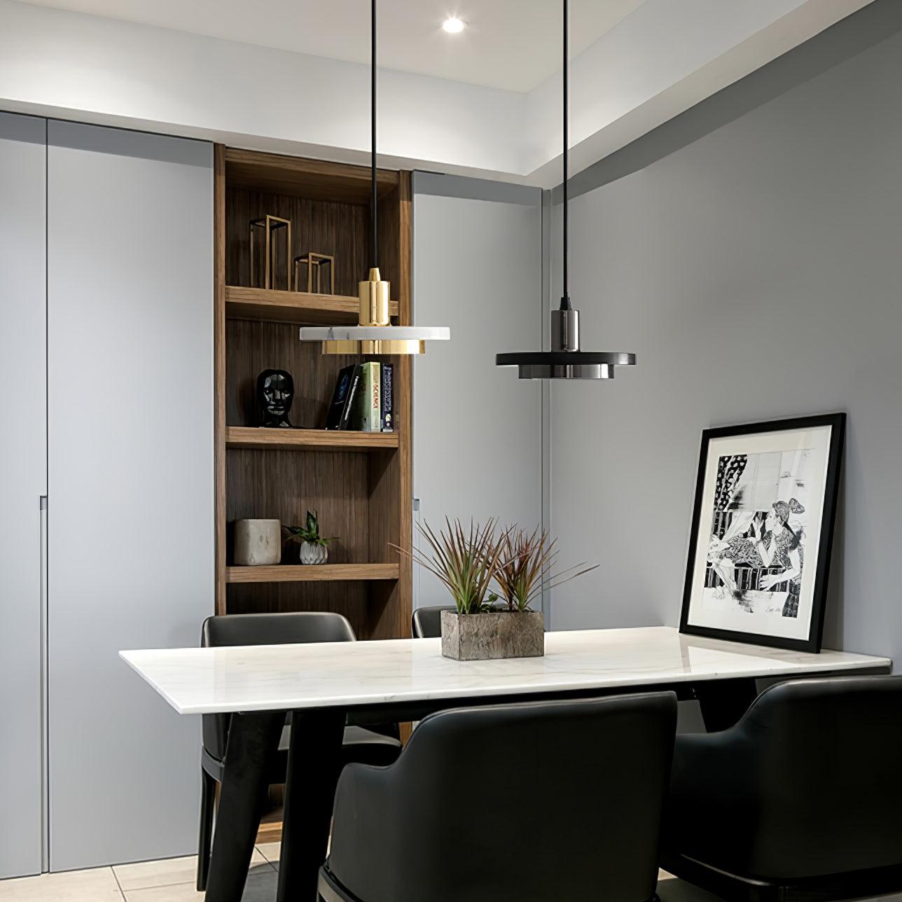 Solara Suspension en Marbre Double Cercle Moderne