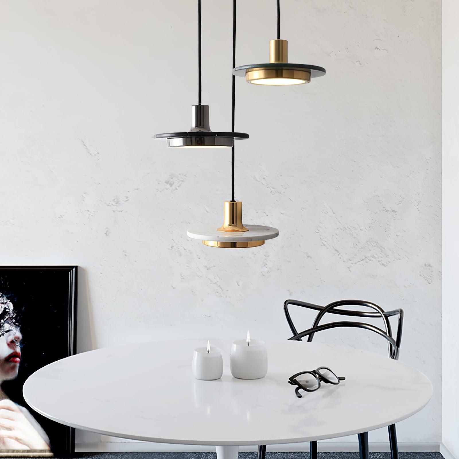 Solara Suspension en Marbre Double Cercle Moderne