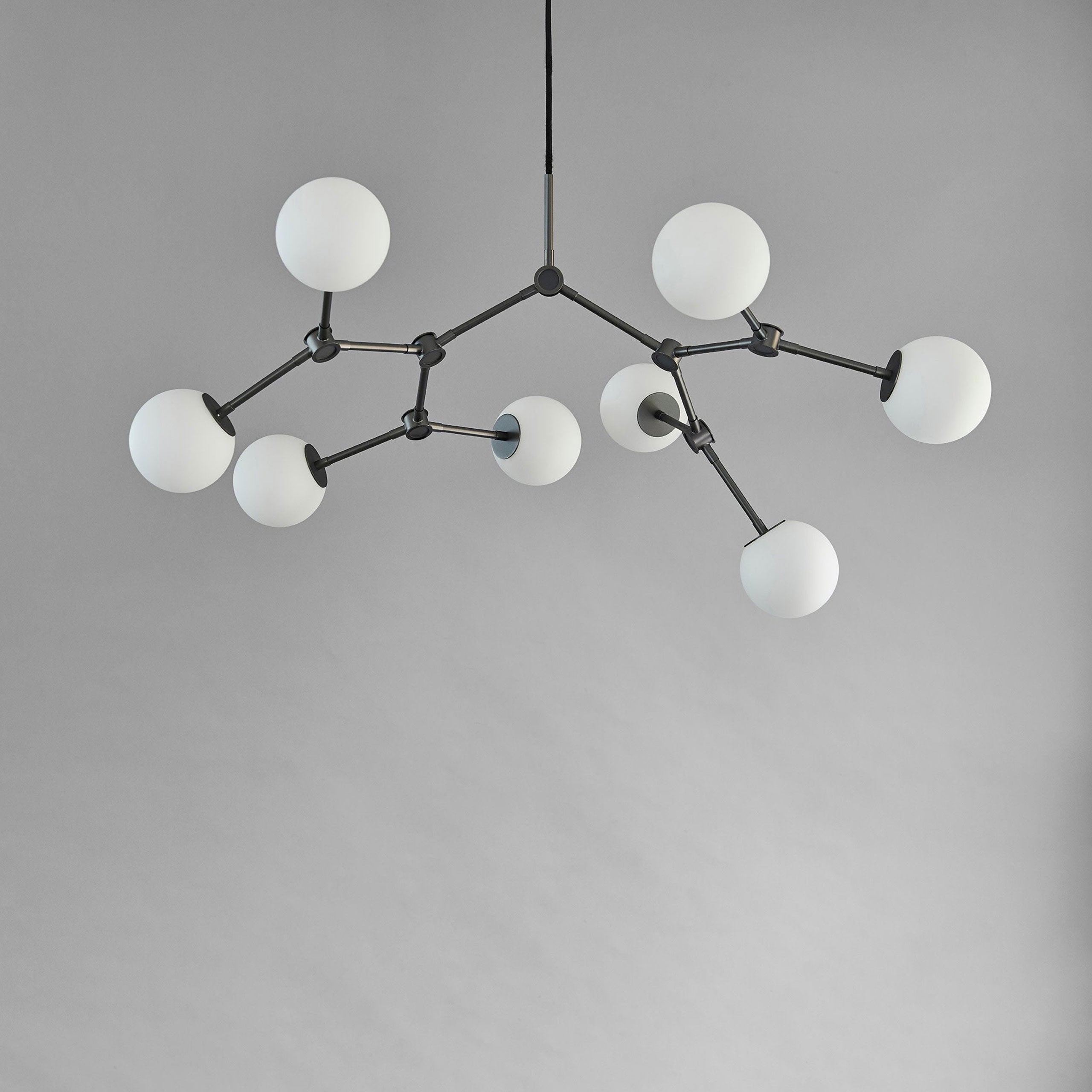 Halo Lustre Verre Noir Boule Moderne Salon