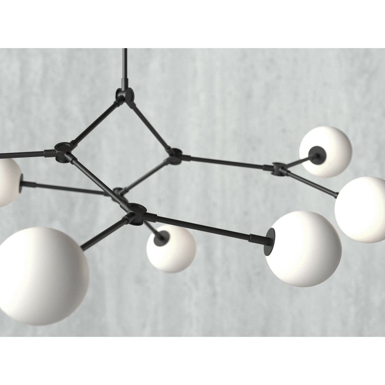 Halo Lustre Verre Noir Boule Moderne Salon