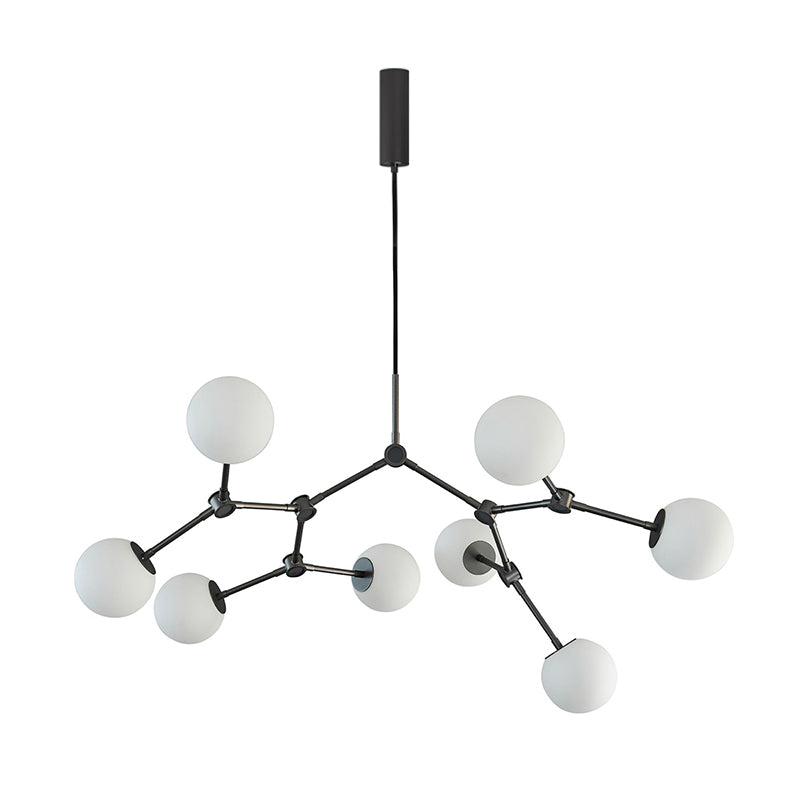 Halo Lustre Verre Noir Boule Moderne Salon