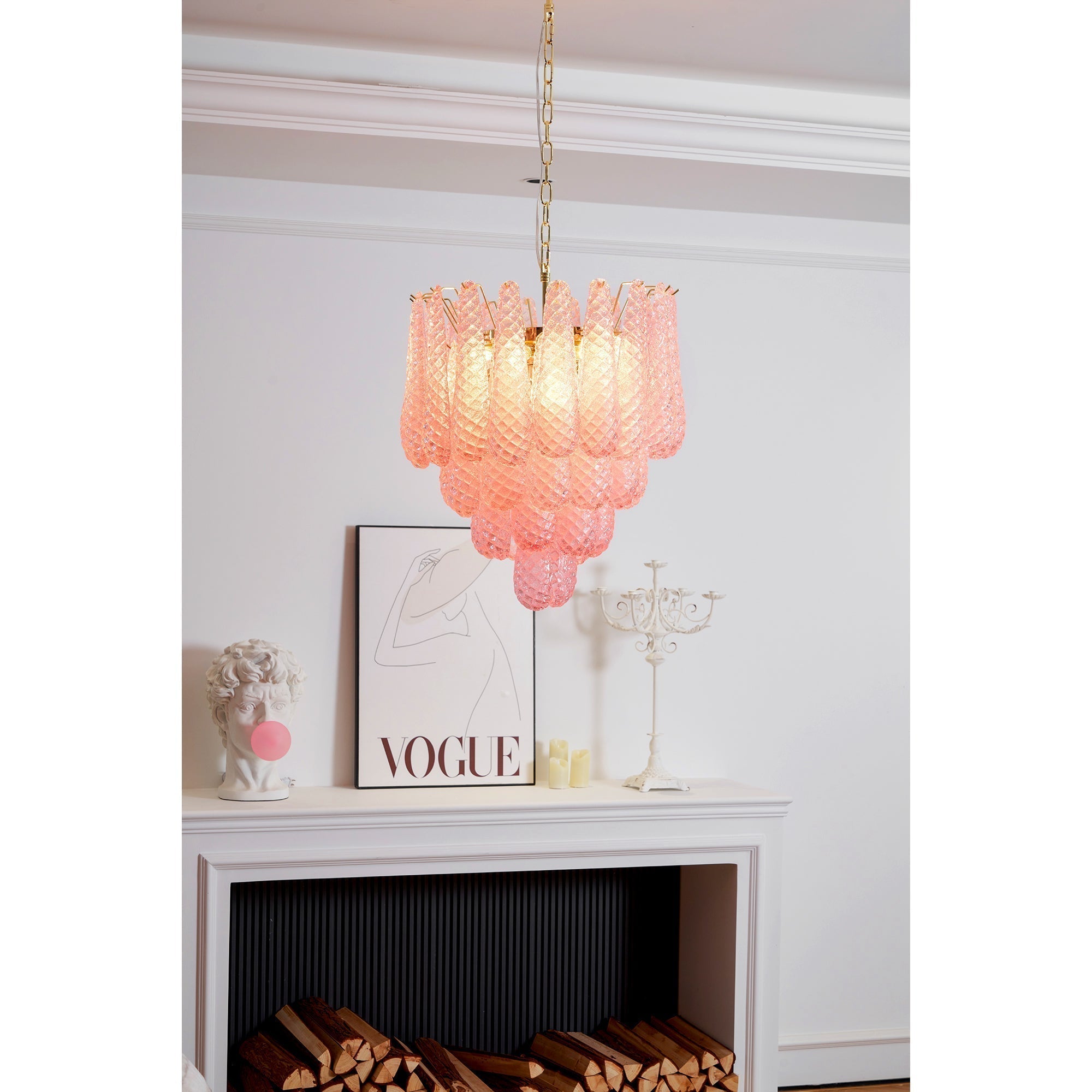 Aurora Lustre en Verre Rose Luxe