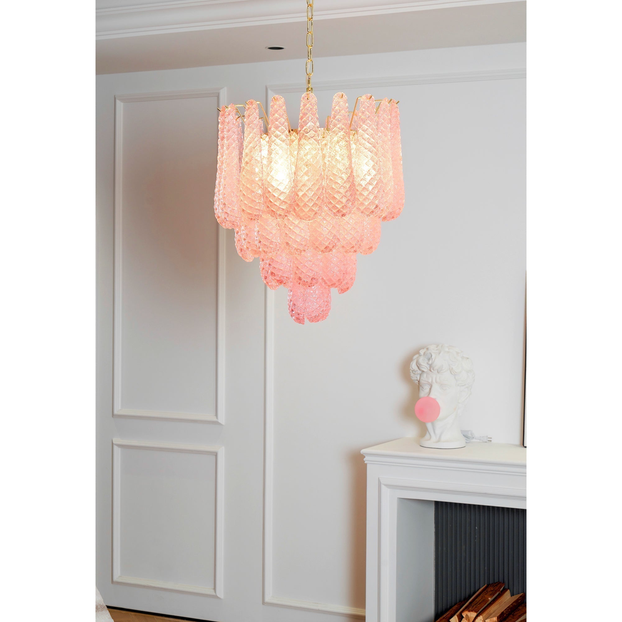 Aurora Lustre en Verre Rose Luxe