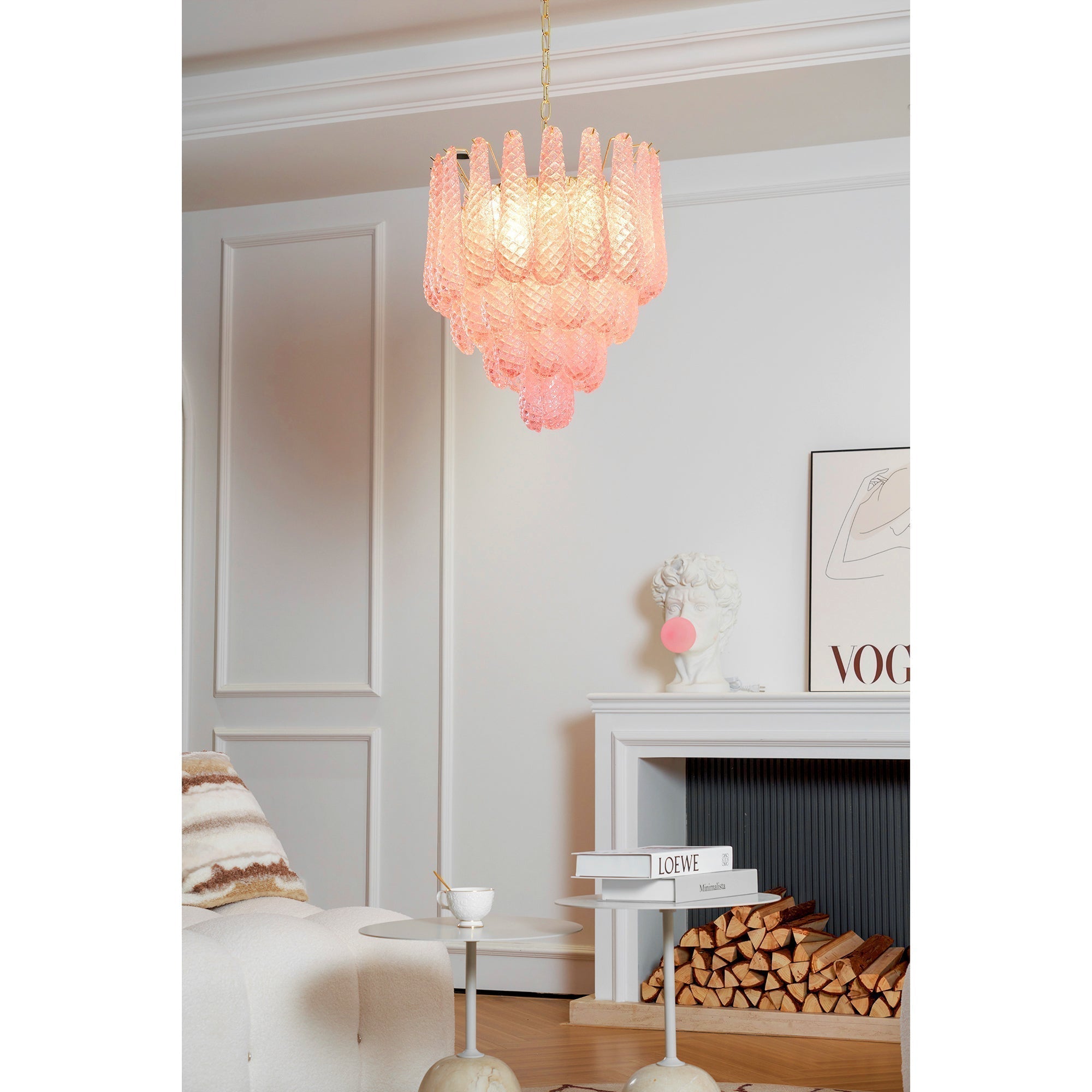 Aurora Lustre en Verre Rose Luxe