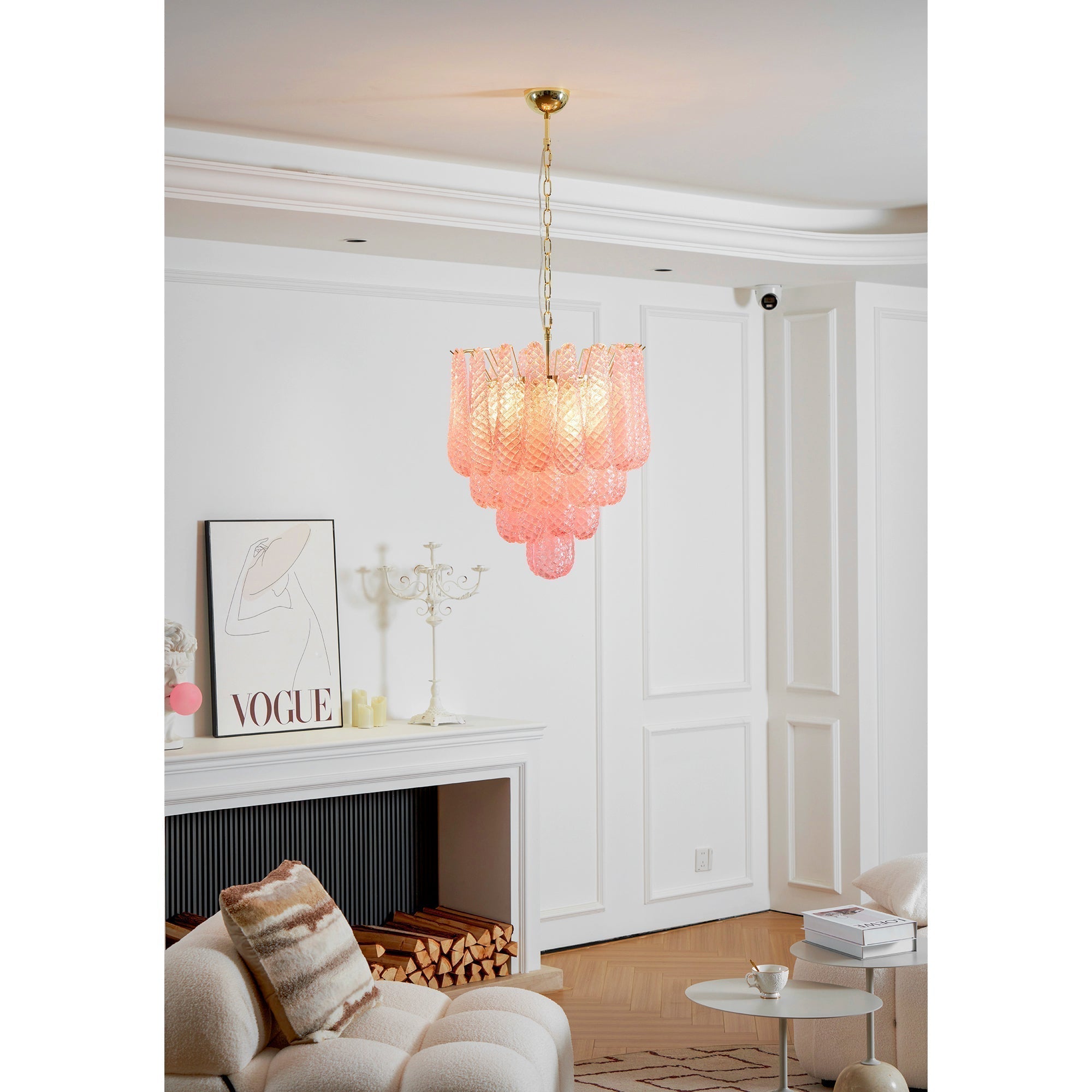 Aurora Lustre en Verre Rose Luxe
