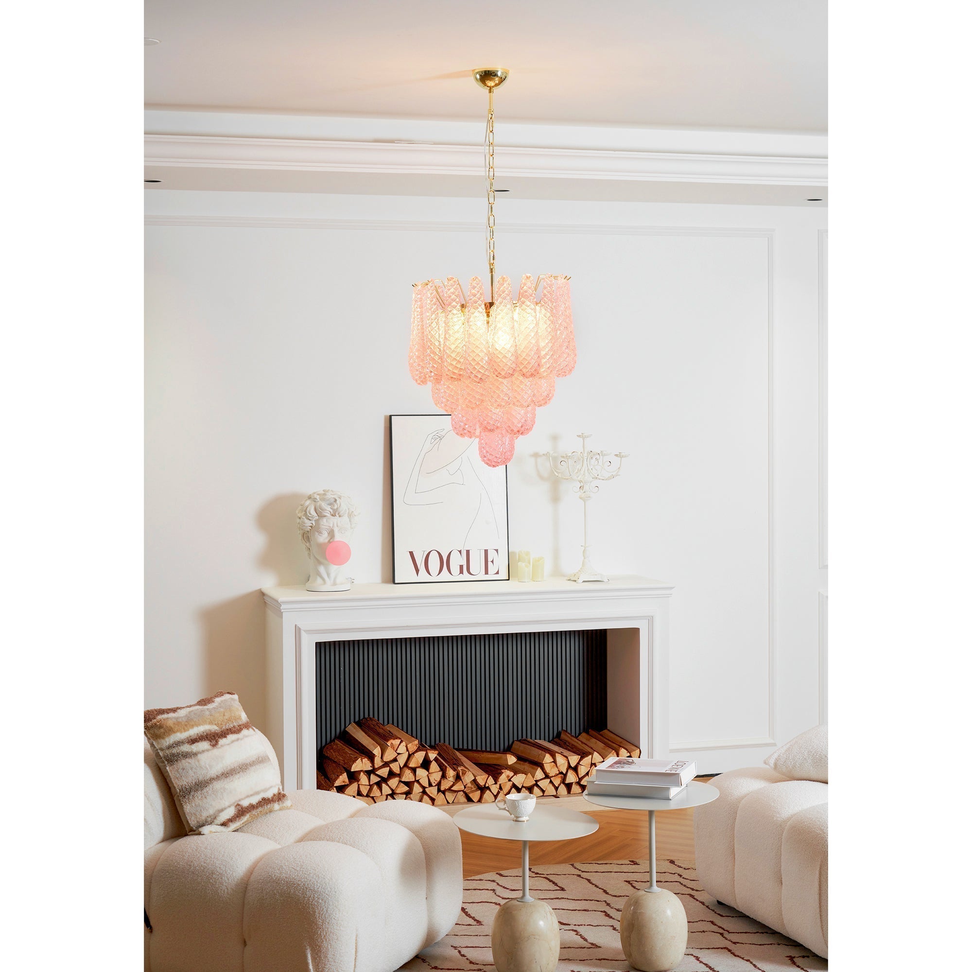 Aurora Lustre en Verre Rose Luxe